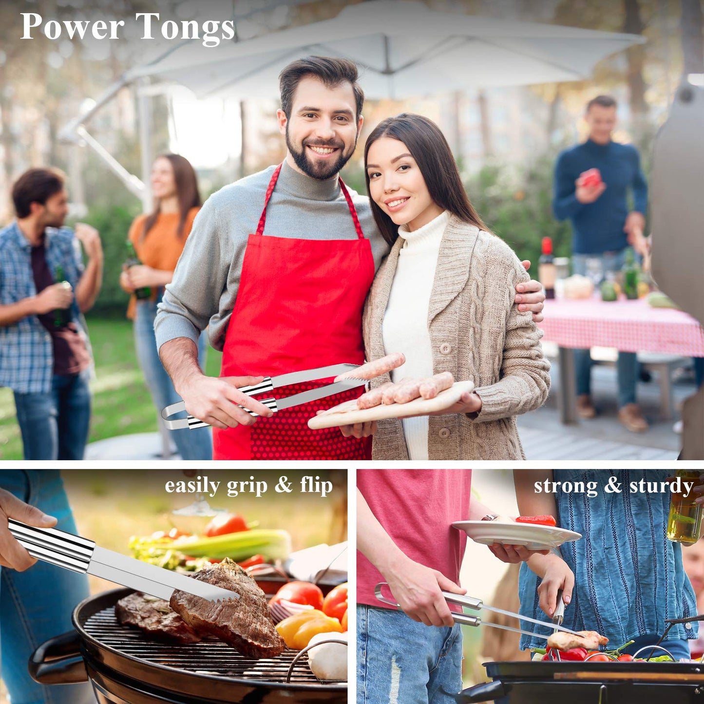 ROMANTICIST 26pcs Extra Thick Stainless Steel Grill Tool Set for Men, Heavy Duty Grilling Accessory Kit for Backyard, BBQ Utensils Gift Set with Meat