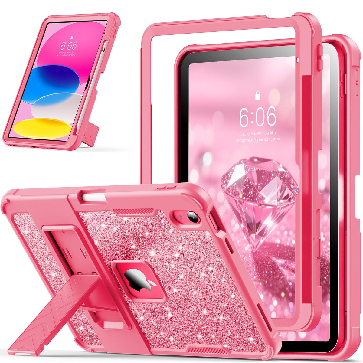 INFILAND Kids Case for iPad A16 11 inch 11th Generation,iPad 10th Generation Case 10.9 Inch, Heavy Duty Shockproof Protective Cover with Kickstand,