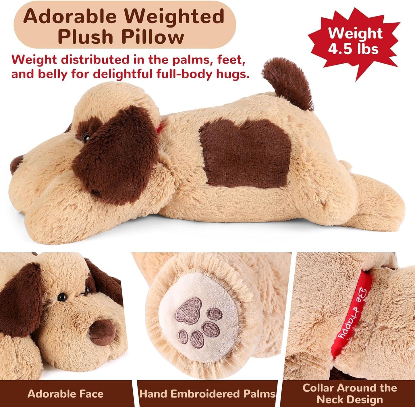 Lsoar Brown Weighted Stuffed Dog Plush Toy 32'' 6.5 lbs, Used- very good, scruffy packaging
