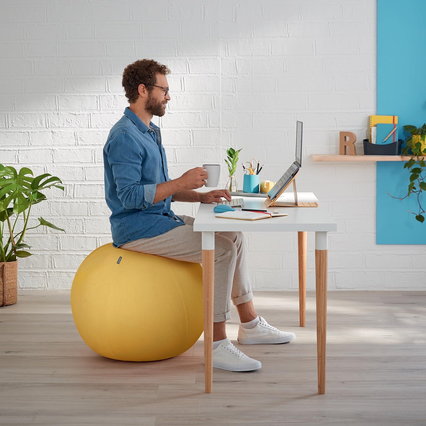Leitz Active Sitting Ball, Ergonomically Designed Desk Chair Alternative, 65cm Diameter, Includes 100% Fabric Ball Cover, Inner Ball, Hand Air Pump &