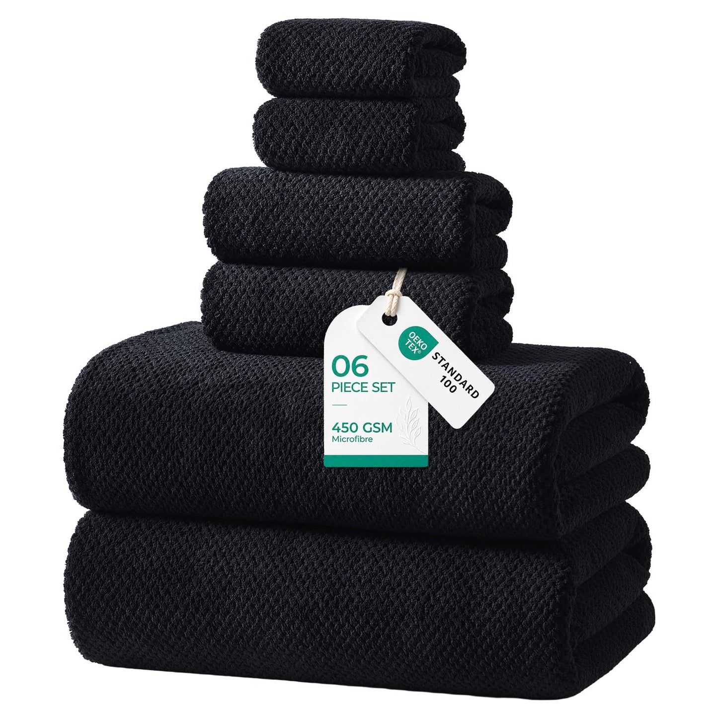 REDKISS 6 Pack Microfibre Towels set-450g/m²,Super Absorbent Towel for Bath