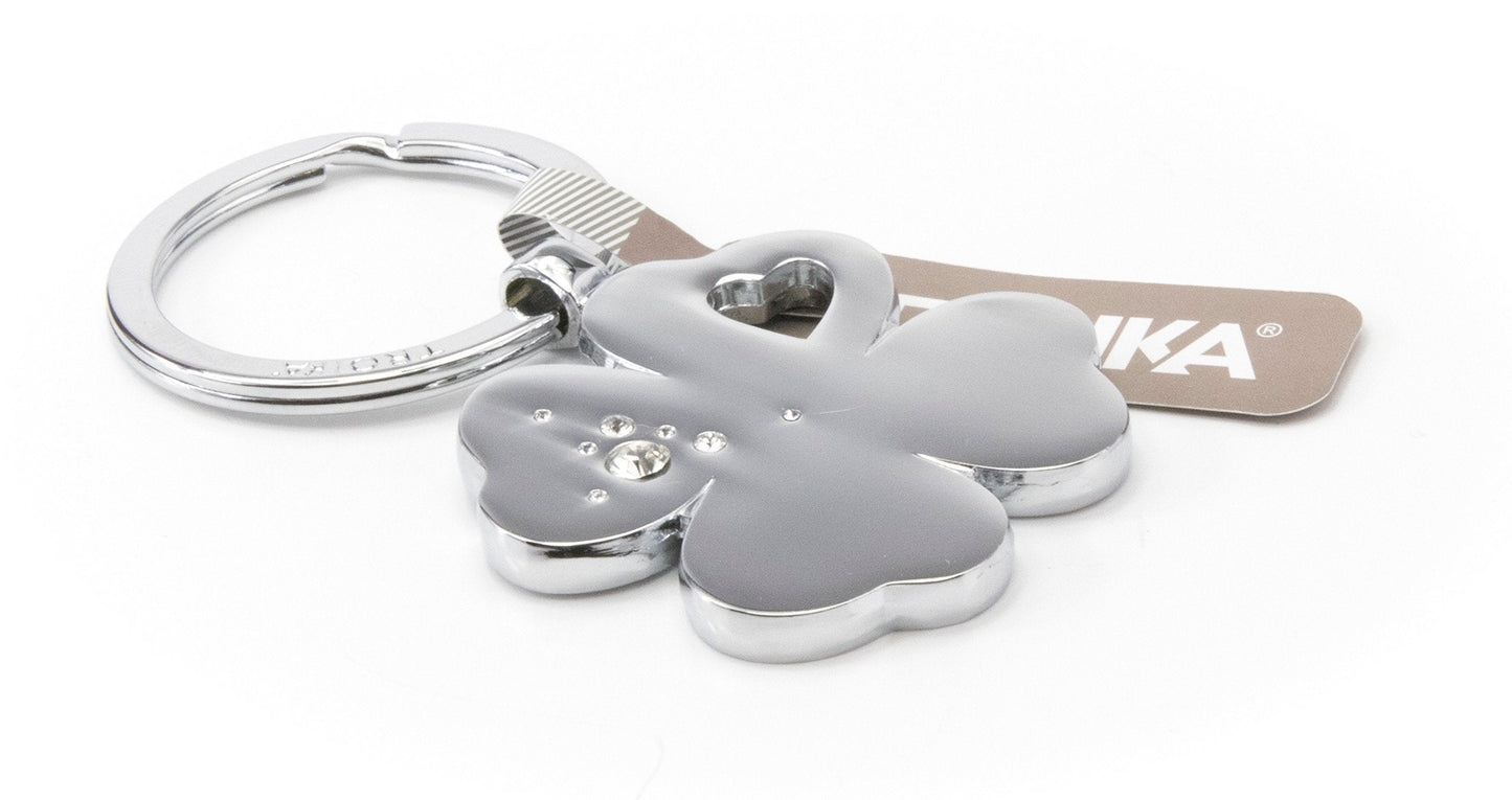 Troika Girls Best Friends "Clover" ? KR9-30/CH ? Keyring ? made with SWAROVSKI? ELEMENTS ? cast metal? shiny ? chrome plated ? silver ? Troika
