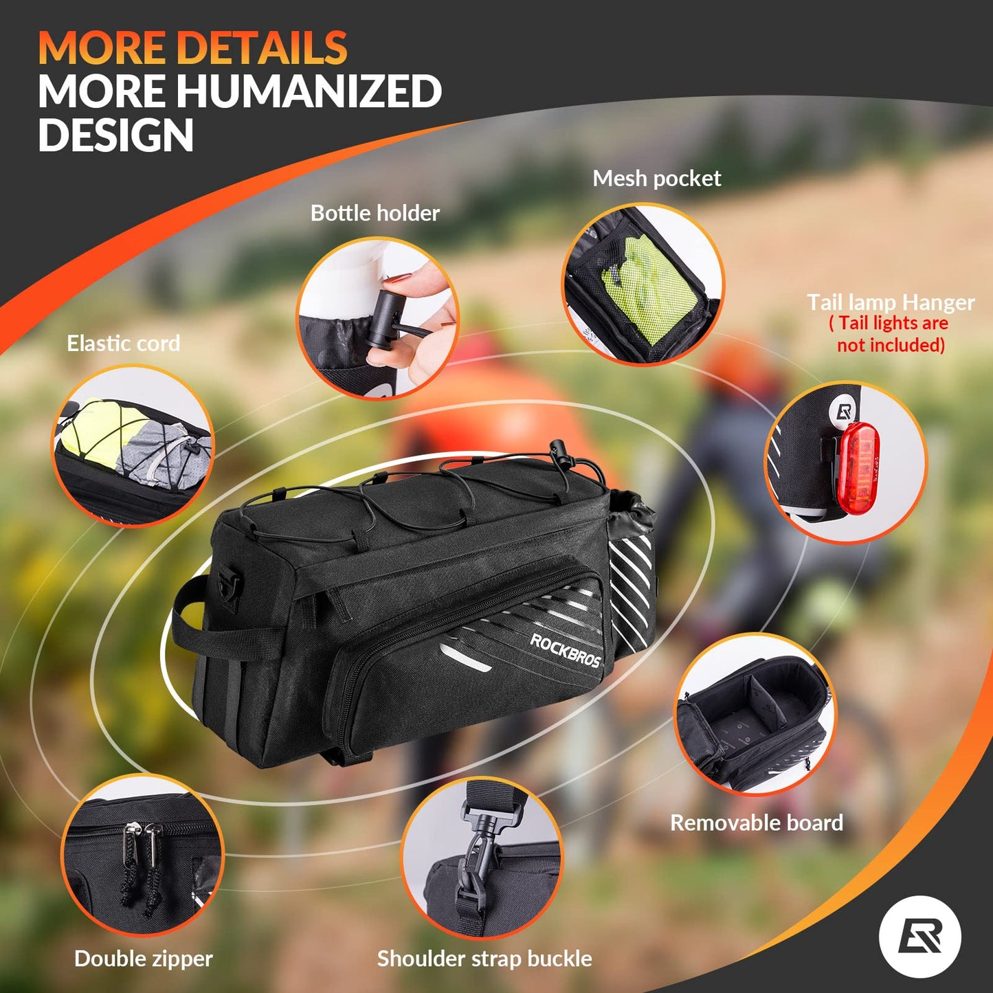 ROCKBROS Bike Pannier Bag Rear Seat Trunk Bag Bicycle Rack Rear Carrier Bag Commuter Shelf Bag Large Capacity Luggage Bag Multifunction with Rain