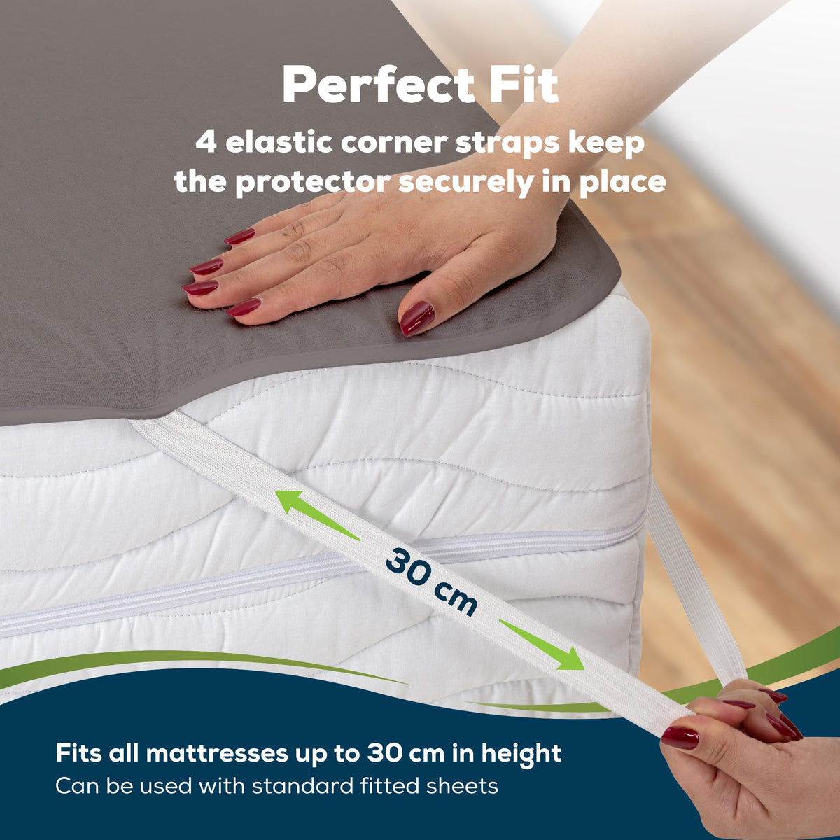Sensalou Waterproof Mattress Protector 180 x 200 cm Grey – Mattress Cover Double Bed, Box Spring Bed, Breathable Mattress Protector