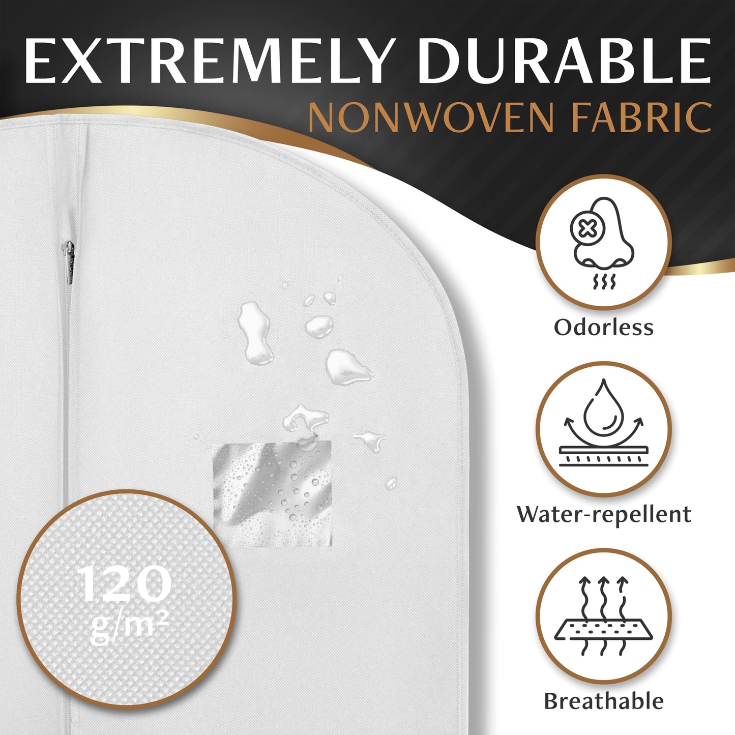 Bruce.® 3x Garment Bags 100x60 cm + Shoe Bag – Silk White