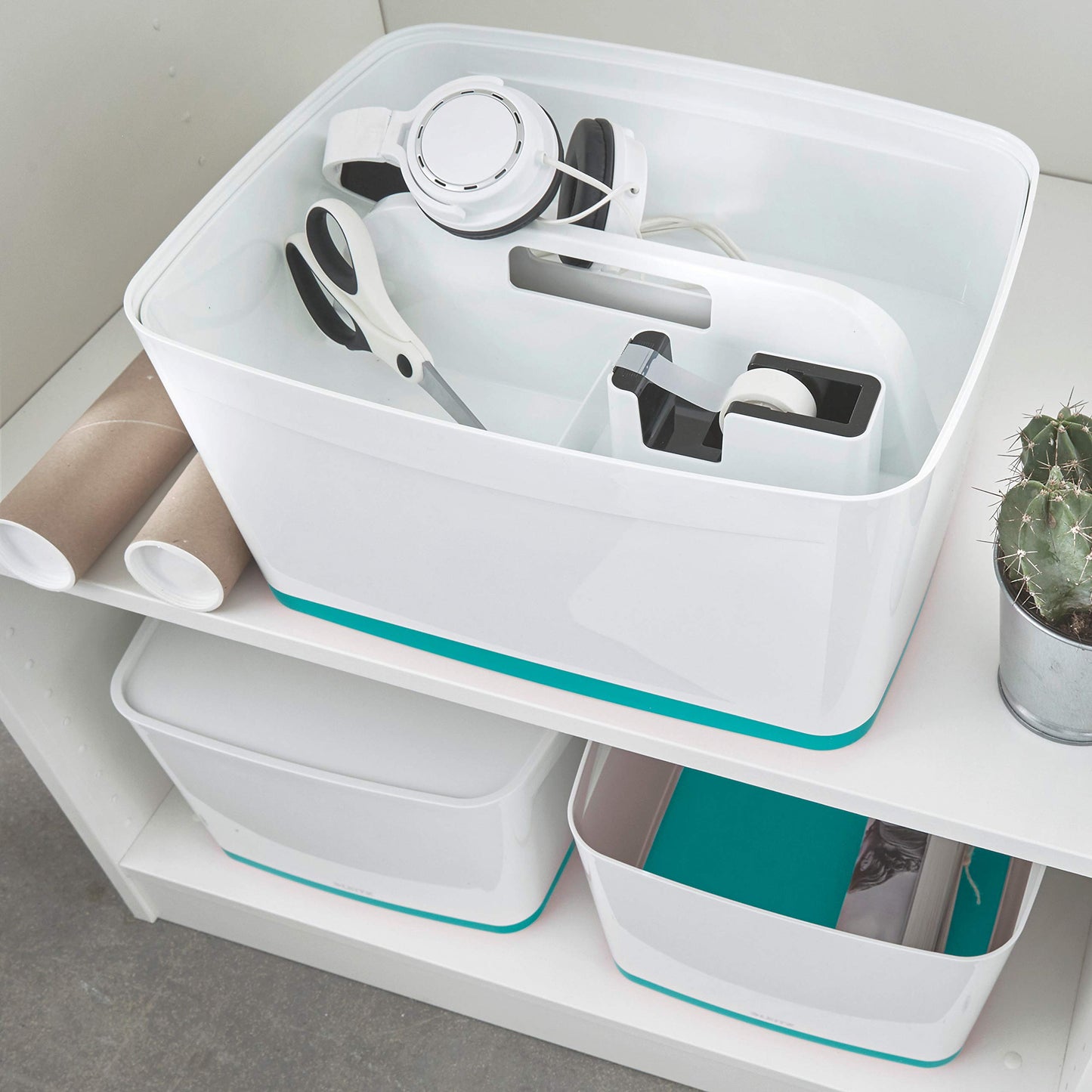 Leitz MyBox WOW Large with lid, Storage Box, Ice Blue