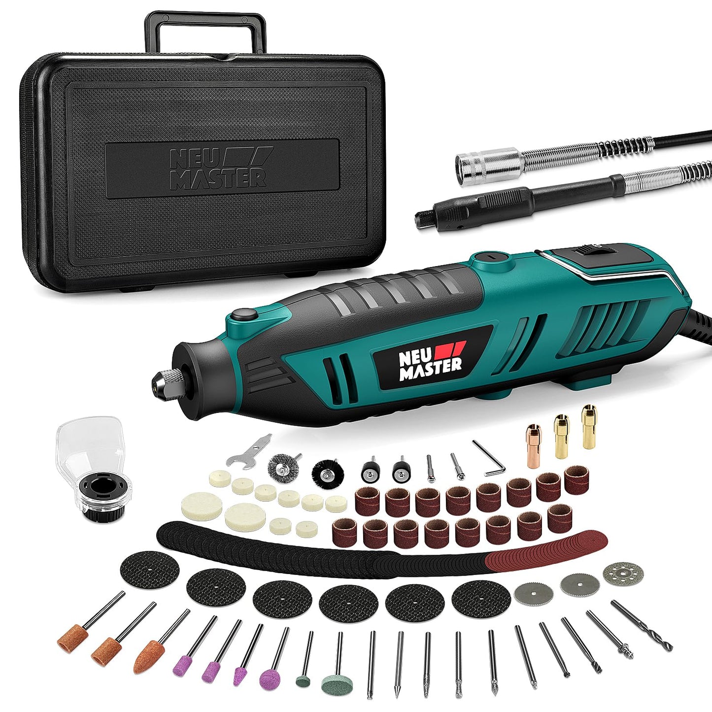 NEU MASTER 180W Rotary Tool Kit, Multi Electric Rotary Tools with 160 Accessories and 6 Variable Speed, 10000-35000RPM Cord Rotary Tool Set for