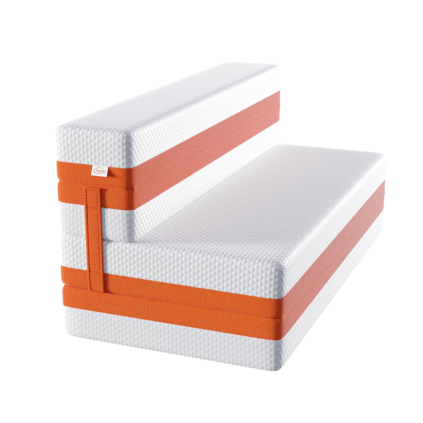 TeQsli Folding Mattress, 10cm Single Foldable Mattress, Memory Foam with Removable Washable Cover, for Guest Sofa Bed, Camping, Travel (90x190x10cm)