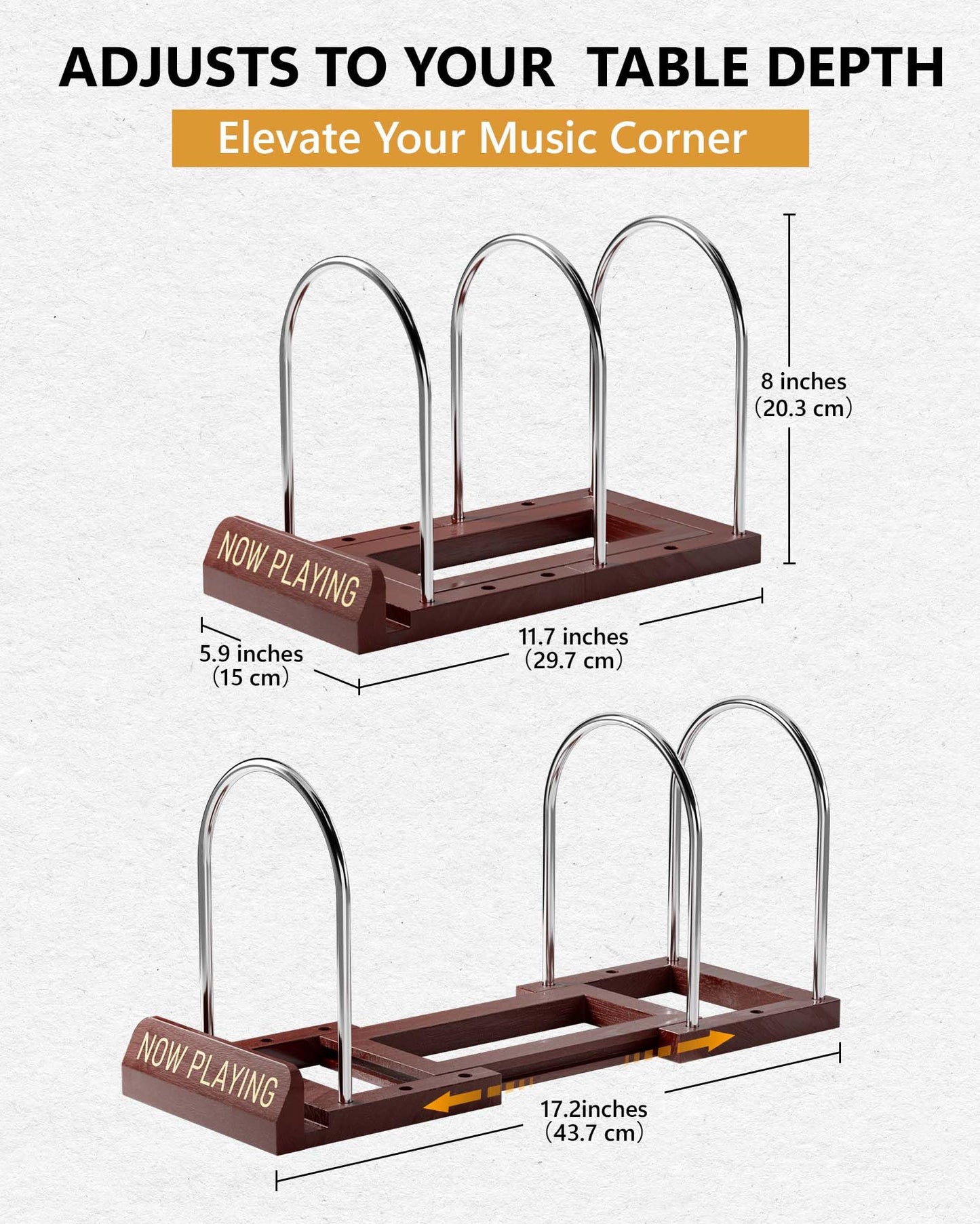 BS-VOG Vinyl Record Storage Stand, Expandable Holder for 30-70 LPs