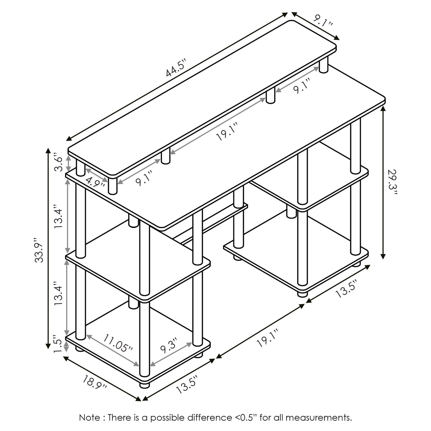Furinno Computer Desks, Wood, Espresso/Black, one Size
