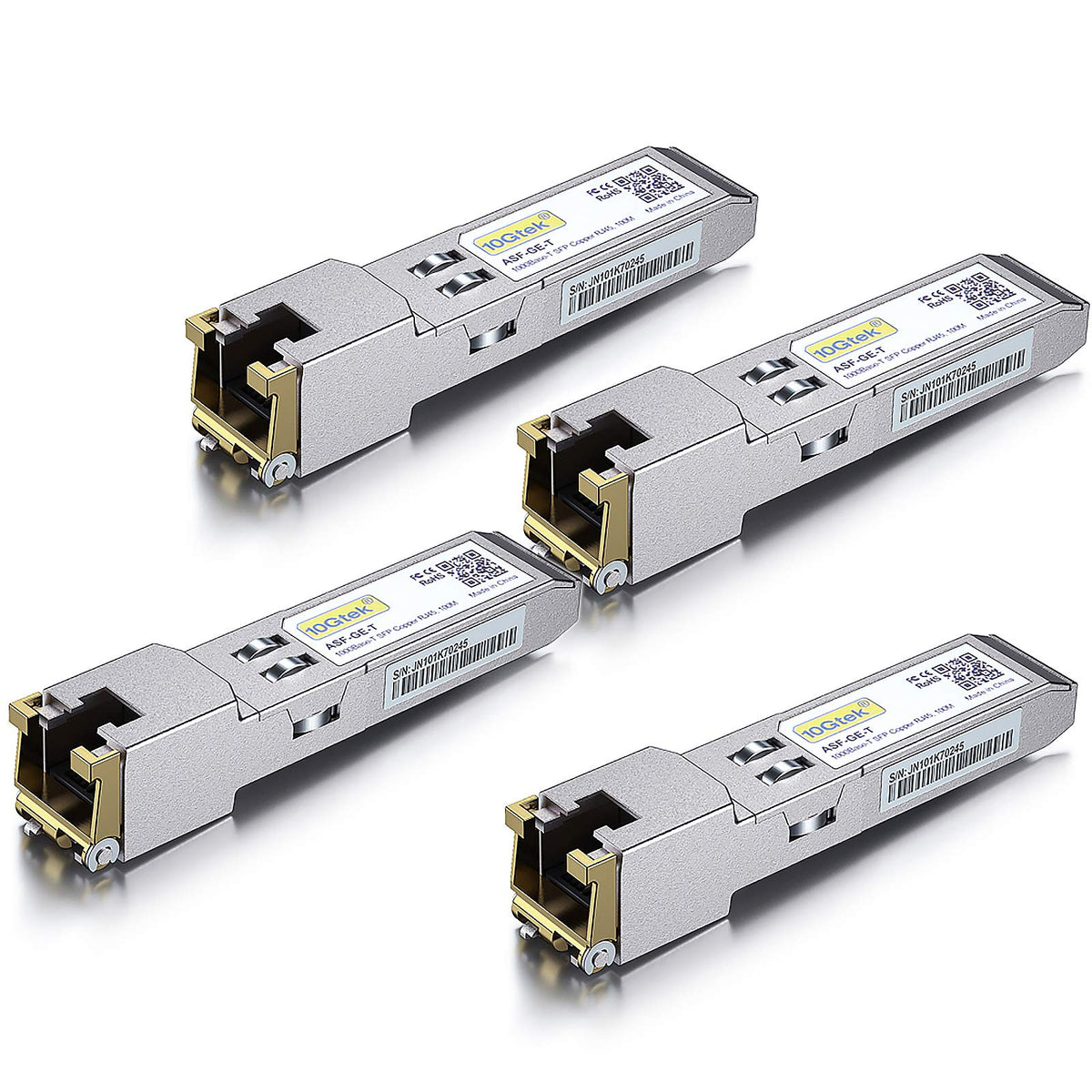 [4 Pack] 1G SFP to RJ45 Mini-Gbic Module 100-meter, 1000Base-T Copper Transceiver Compatible for Cisco GLC-T/SFP-GE-T, Meraki, Ubiquiti UniFi
