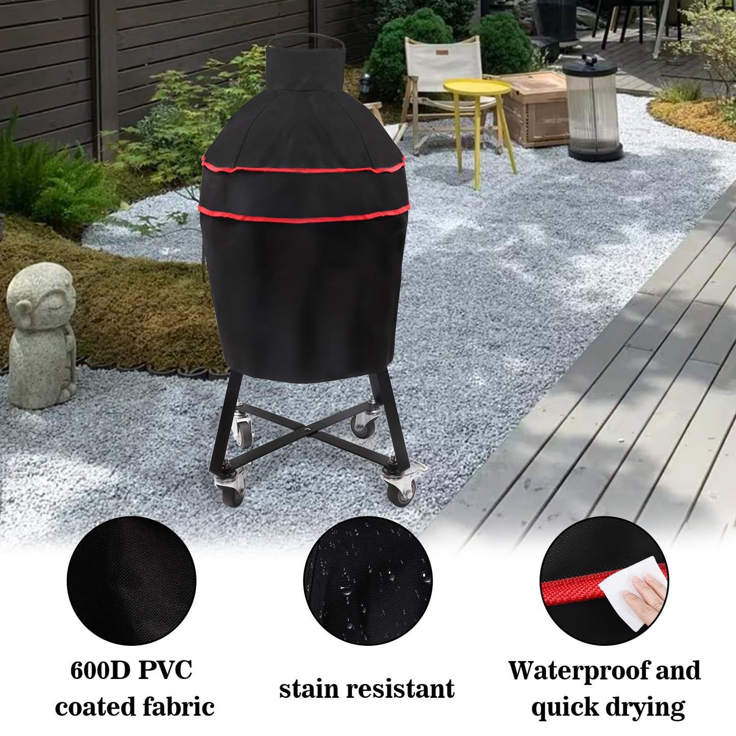 Grill Cover, 22 Inch BBQ Cover Fit Kamado Joe Junior Grill, Waterproof Outdoor Grill Covers for Minimax & Small Big Green Egg Accessories