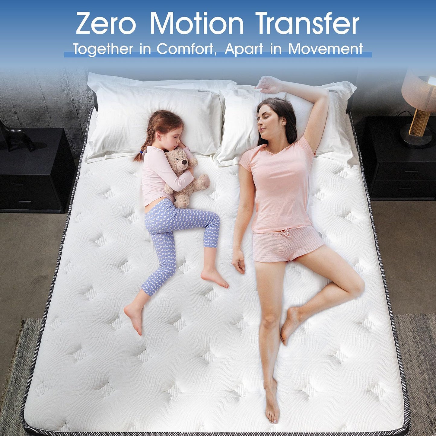 Grbsy Single Mattress 3FT 10.2 Inch Memory Foam & Individual Pocket Spring