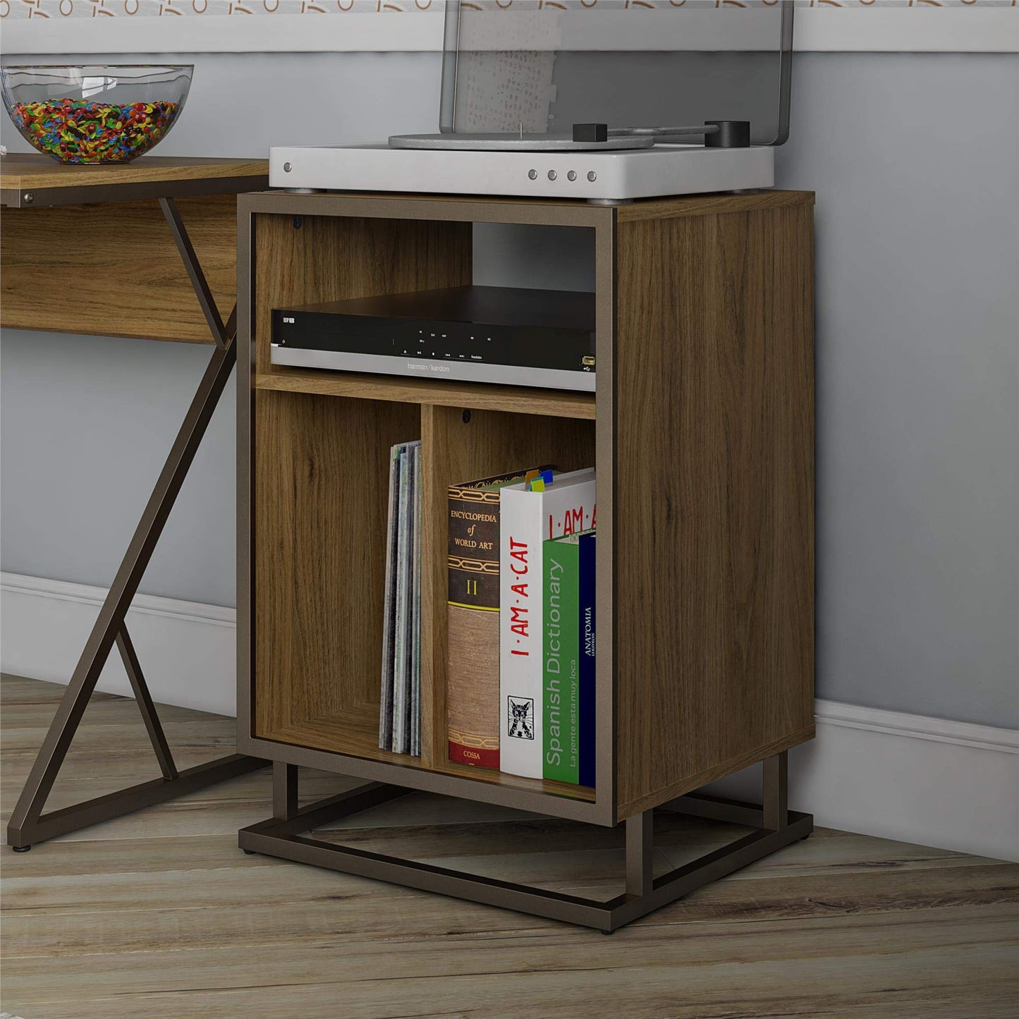 Novogratz Regal Turntable Stand Walnut Look