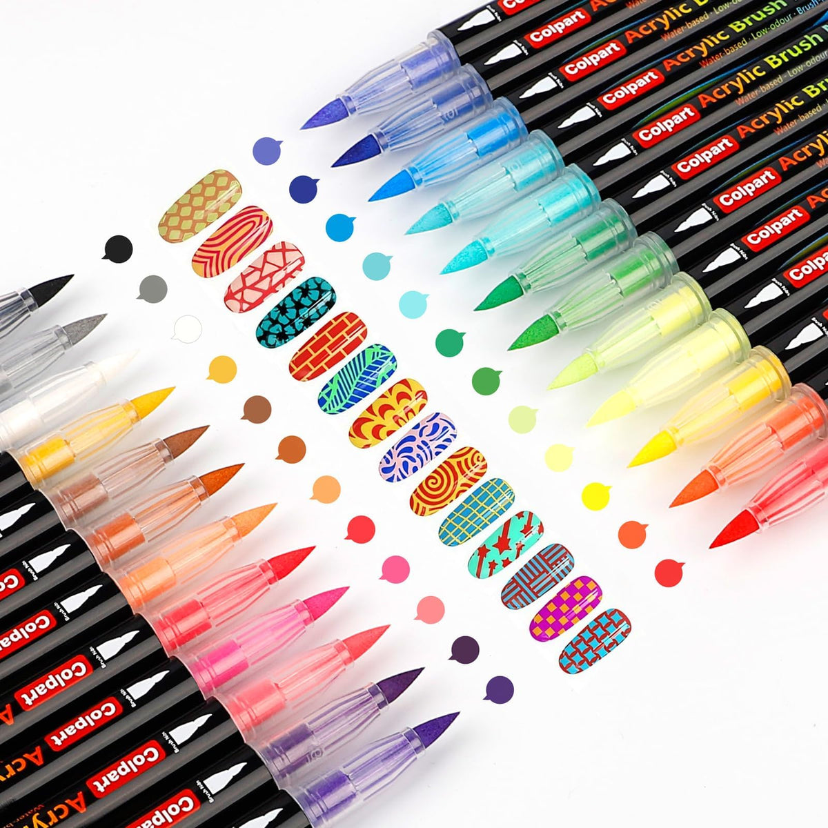 Paint Pens Acrylic Markers-24 Colours Nail Art Stifte Set f?r DIY Nageldesign Adults Christmas Egg Pumpkins Supplies-24 Farben Acryl Marker mit feiner