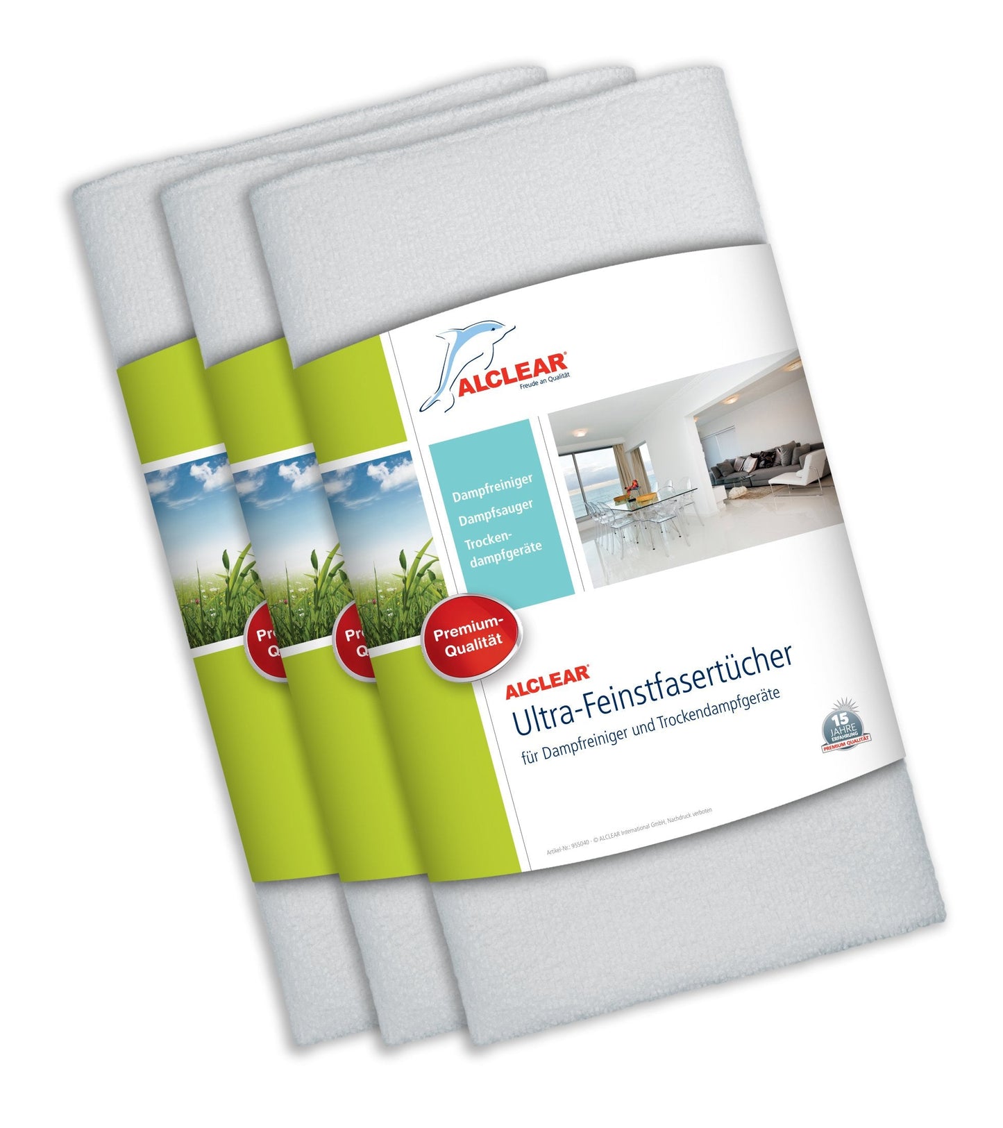 ALCLEAR Set of 3 Premium Ultra-Microfibre Cloths for Steam Cleaners by K?rcher and Vapor-Star, 50 x 40 cm, White, Floor Cloths for Home, Tiles,