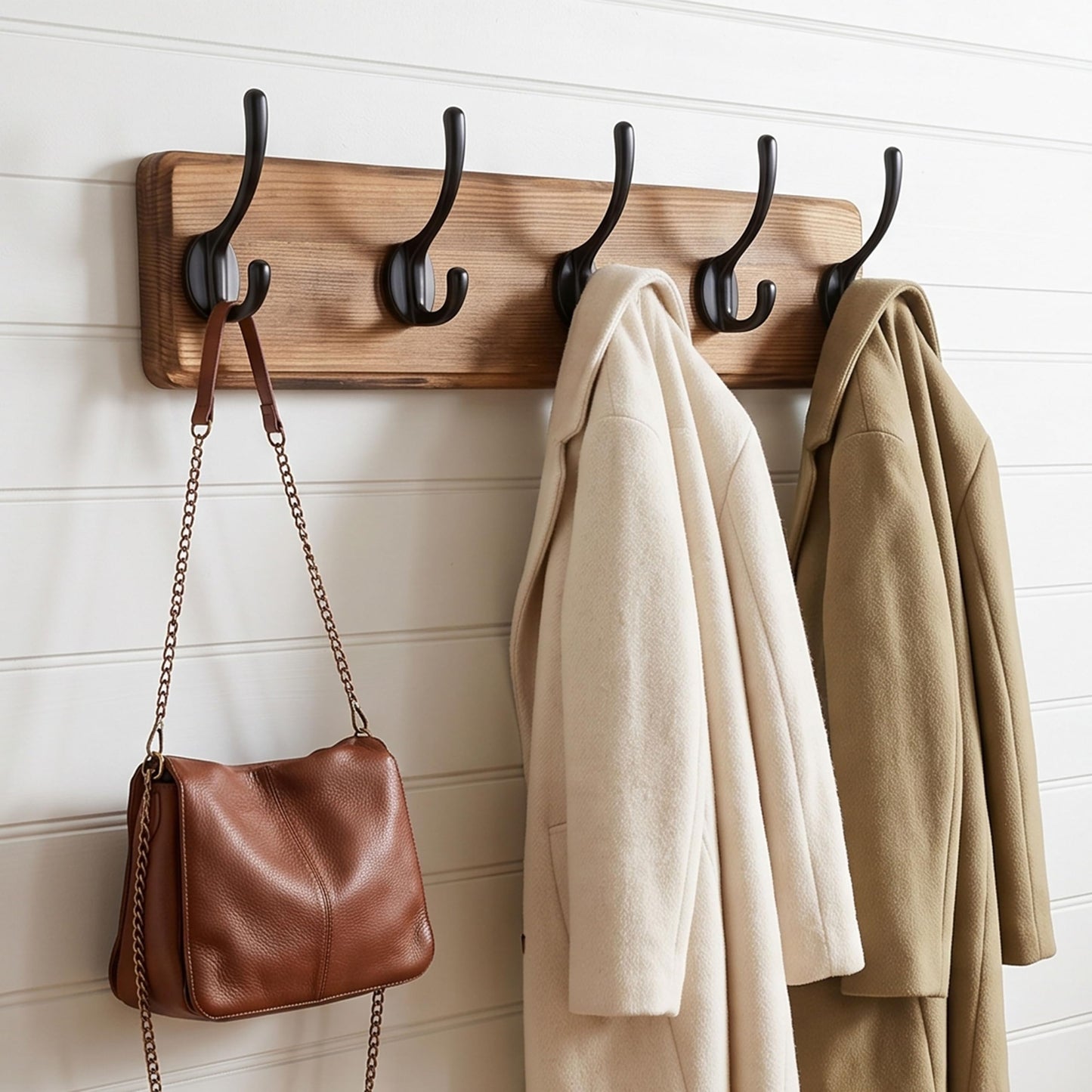 WEBI Coat Rack Wall Mounted,Coat Hooks Wall Mounted,Coat Hanger Wall Wood,5 Hooks for Hanging Coats,Hats,Jacket,Clothes