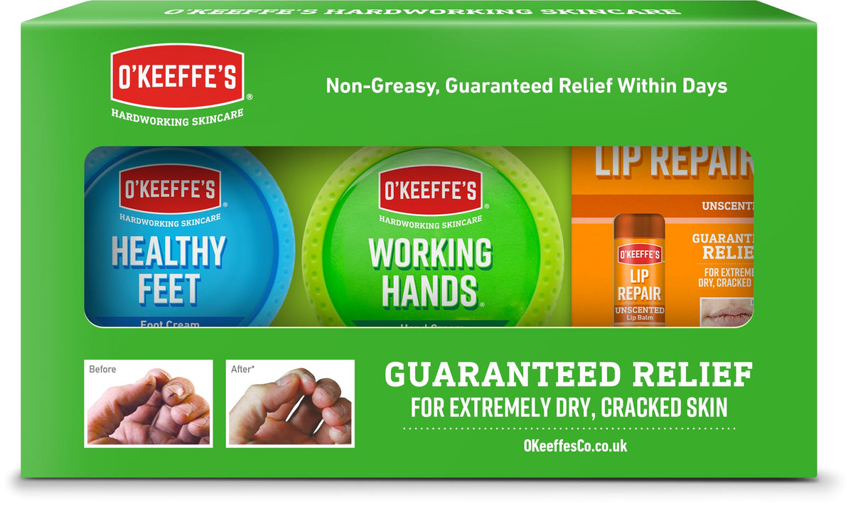 O?Keeffe?s Skincare Gift Pack - Working Hands 96g, Healthy Feet 91g and Lip Repair 4.2g
