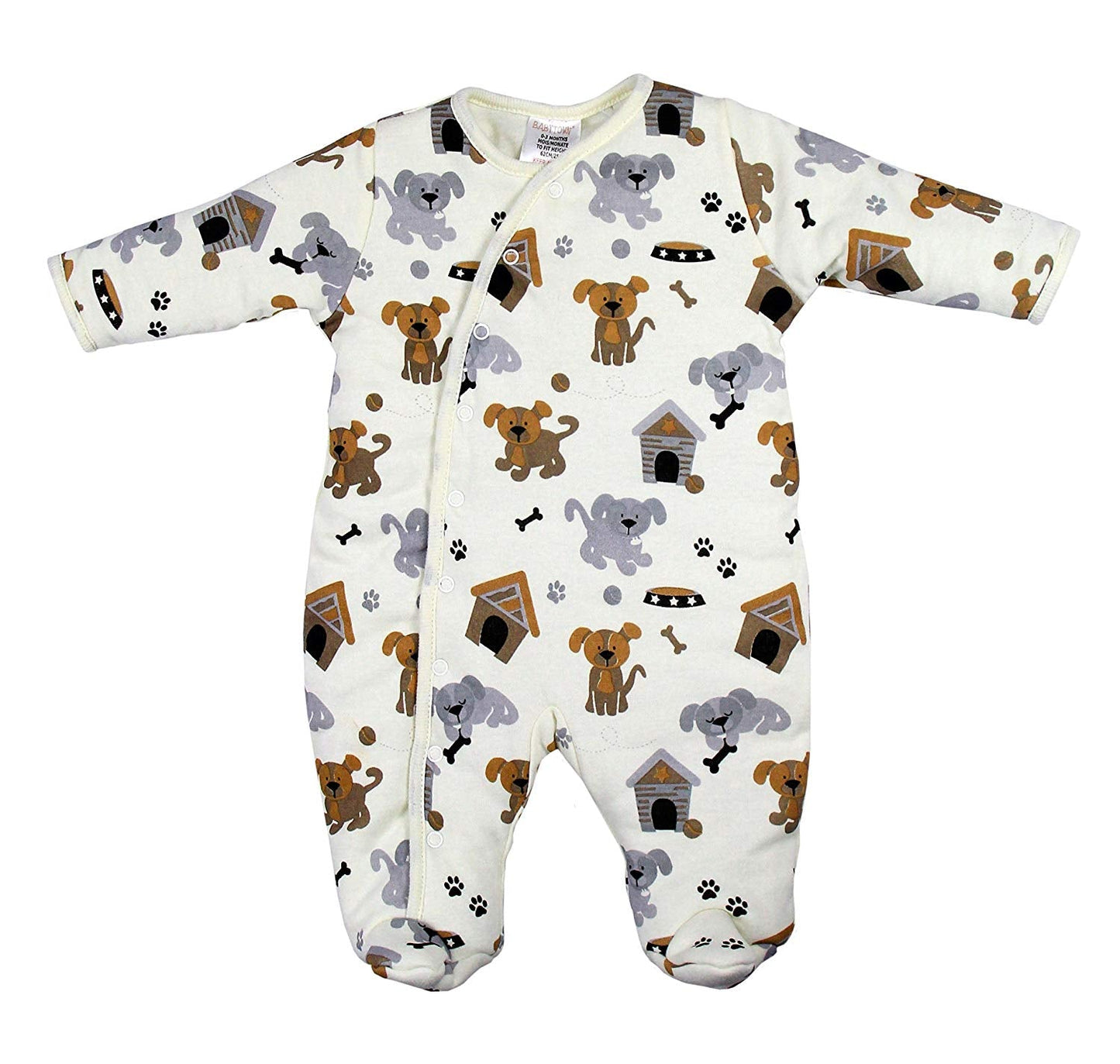 BABYTOWN Baby Girls Boys Padded Pramsuit Sleepsuit Coat Printed Bird or Dog