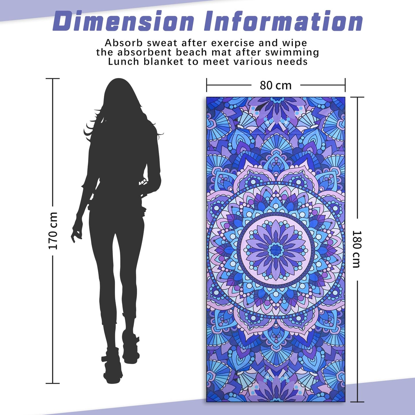 TMEOG Microfibre Beach Towels 2 Pack 180x80cm Extra Large Sand Free Beach Towel for Adults Compact Thin Travel Towel Women Men Lightweight Swim Pool