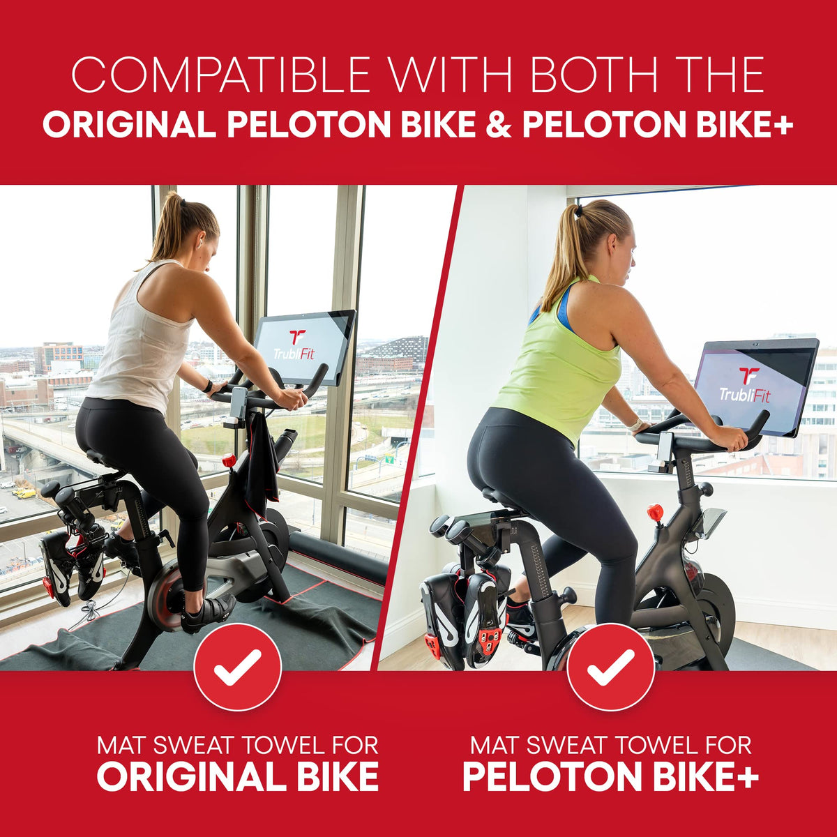 TrubliFit Mat Sweat Towel for The Peloton Bike & Bike+ Accessories for Peloton - Easy Cleanup for Intense Hill Climbs