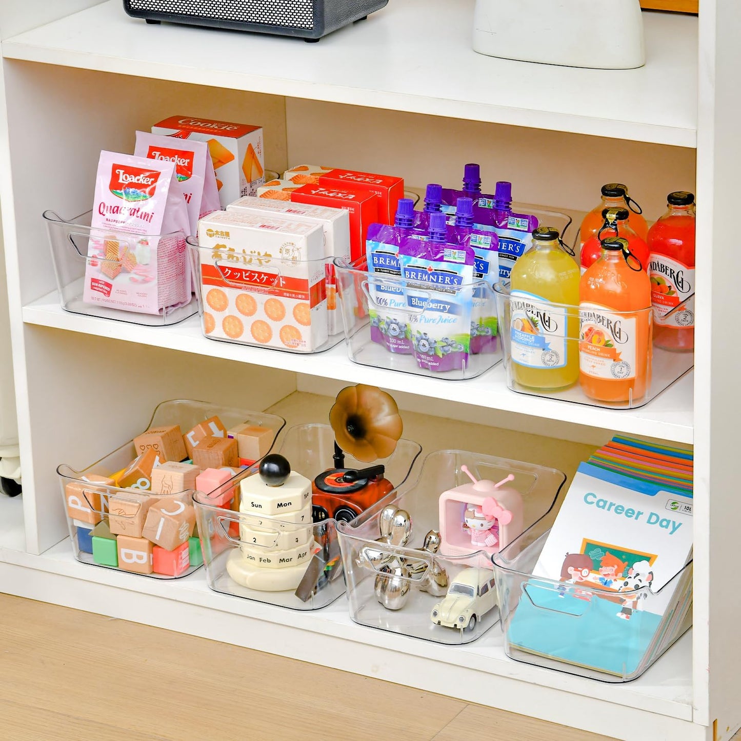 AntStep 6 Pack Clear Plastic Storage Box for Kitchen Storage & Organisation