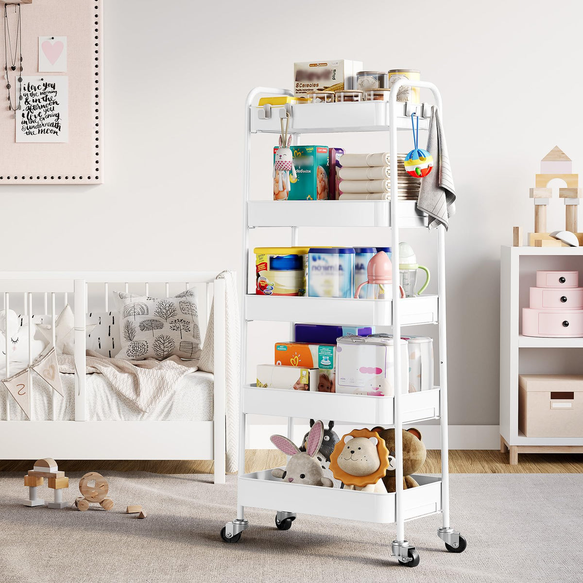 KINGRACK 5 Tier Metal Storage Trolley on Wheels