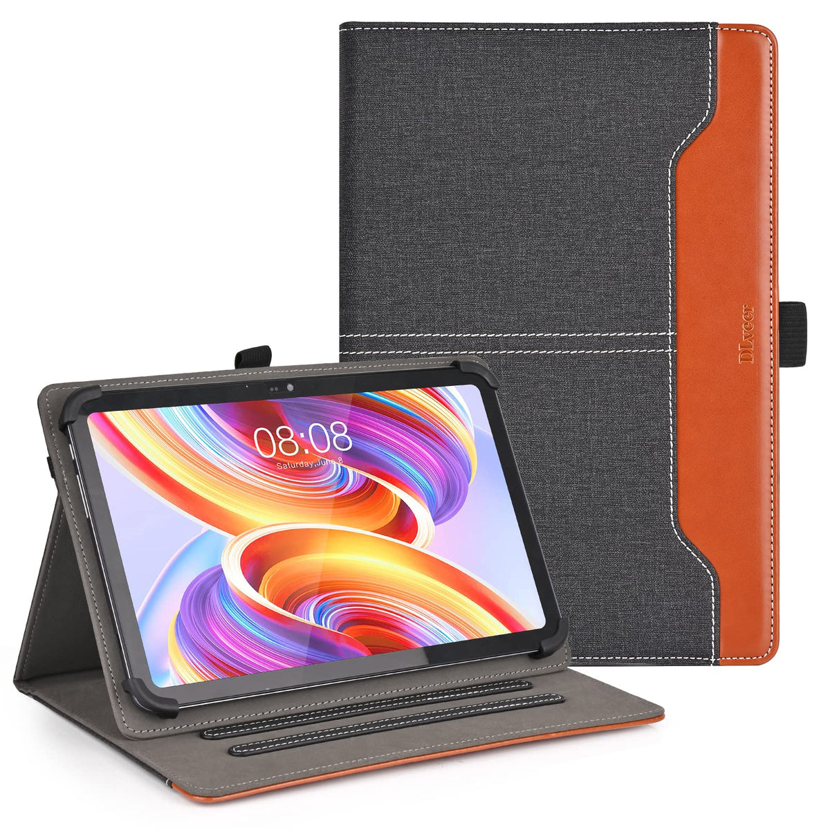 DLveer Universal Case for Doogee Tab A9 10"/U11 11"/U11 Pro/Tabwee W90 T80/Muisoo Tablet 10"/Whitedeer Tablet 10"/Teclast P30 10.1", Multi-Angle PU