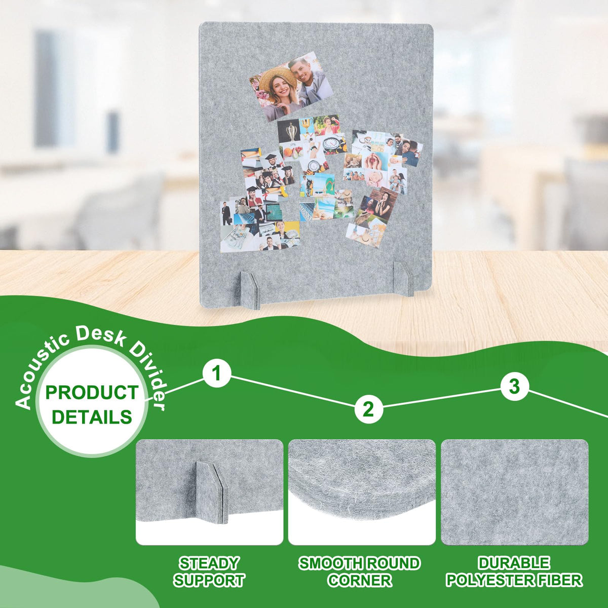 PATIKIL Desk Dividers 60x60cm, 2 Pack Desk Privacy Panel Freestanding Noise Reducing Partition Acoustic Panel with 4Pcs Support Feet for Testing