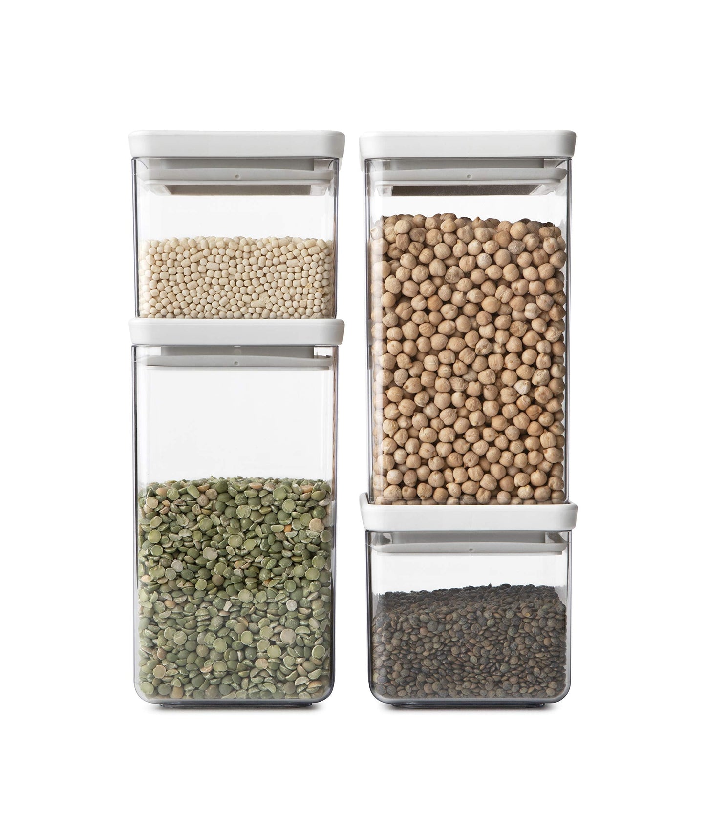 Brabantia 122569 Tasty+ Square Canister / Storage Jar, Set of 4, Light Grey