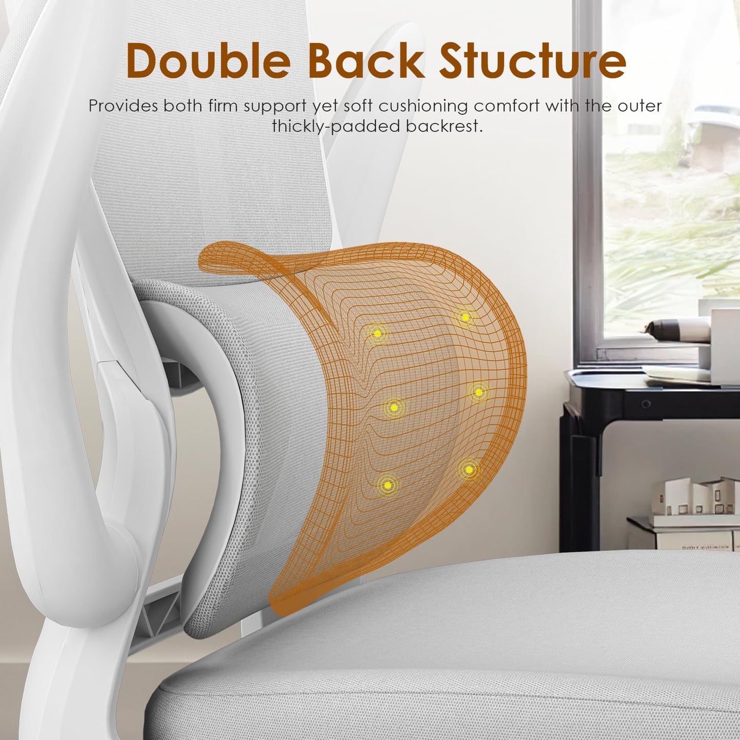 Farini High Back Executive Office Chair - Adjustable Ergonomic Support with Flip-Up Armrests, Swivel Desk Chair in White
