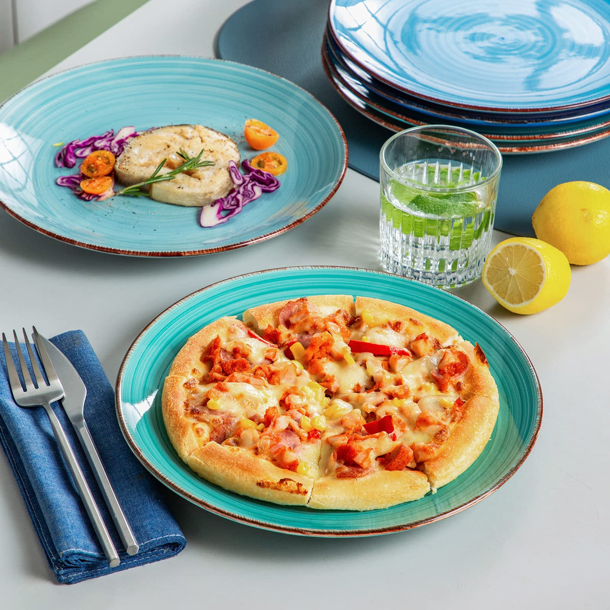 vancasso Bonita Dinner Plates Set of 6, 10.5 inch Scratch Resistant Ceramic Dinnerware Set, Dishwasher and Microwave Safe, Dessert Plates, Pasta