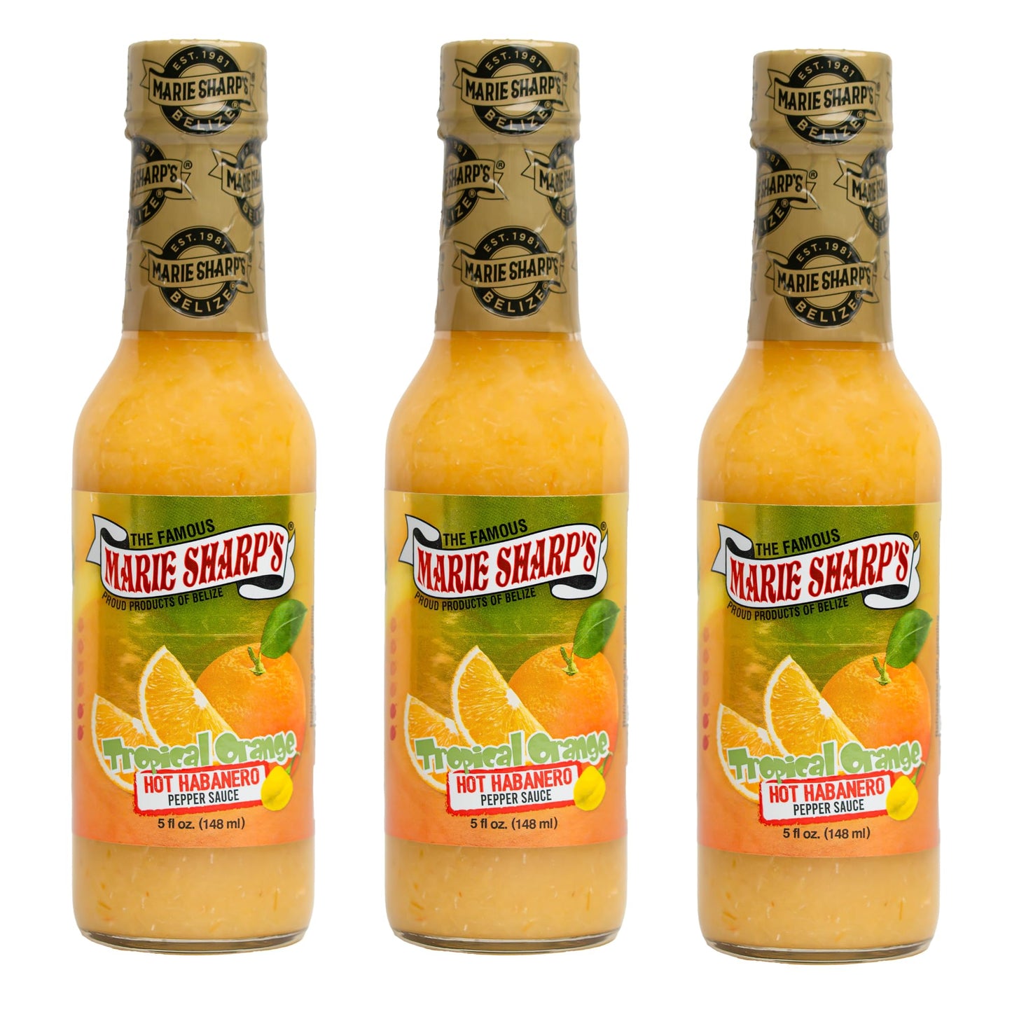 Marie Sharp's Orange Pulp Habanero Hot Sauce (Pack of 3) by N/A