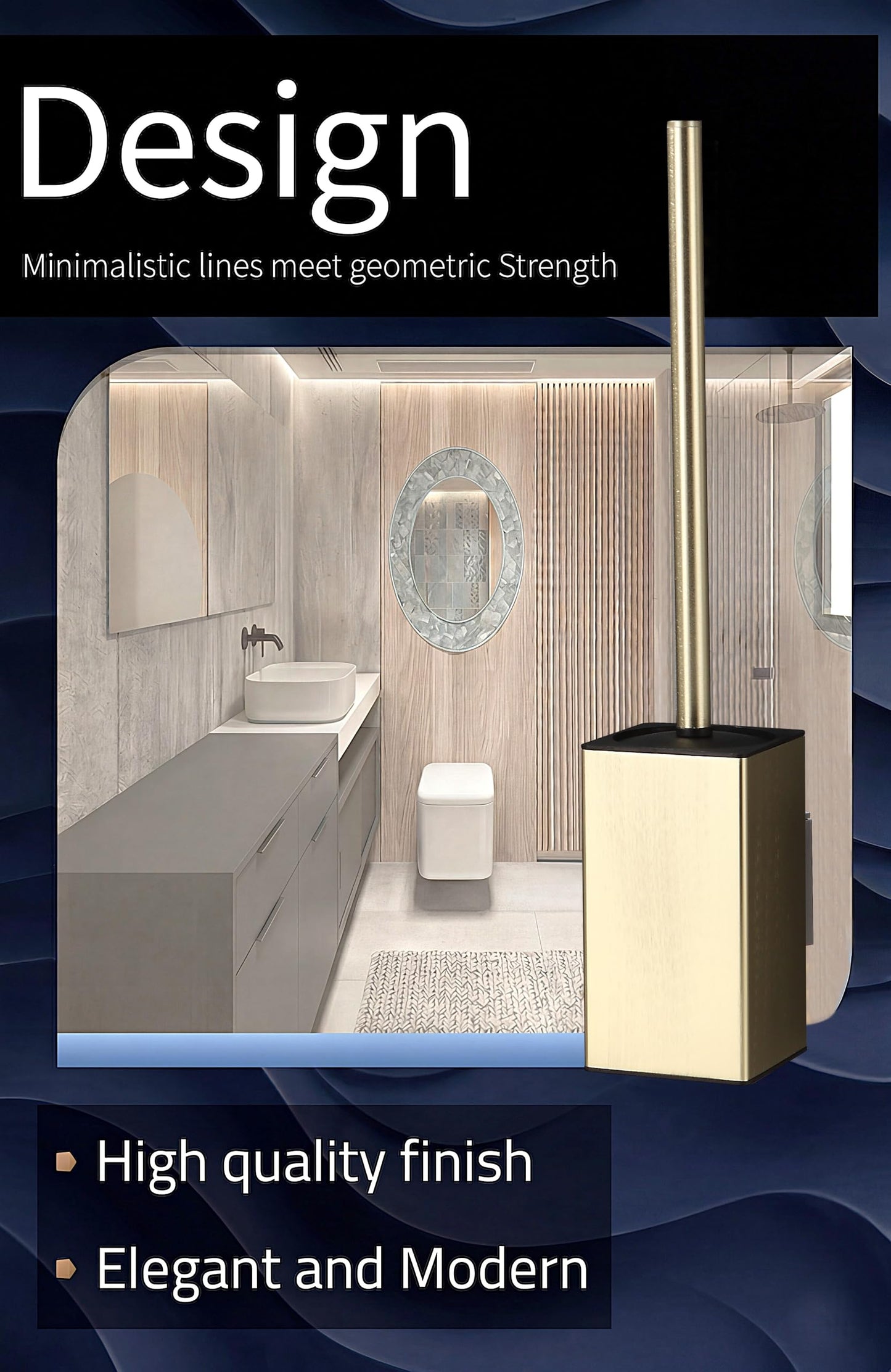 DAZI Toilet Brush with wall mount, Gold Toilet brush rustproof metal modern design