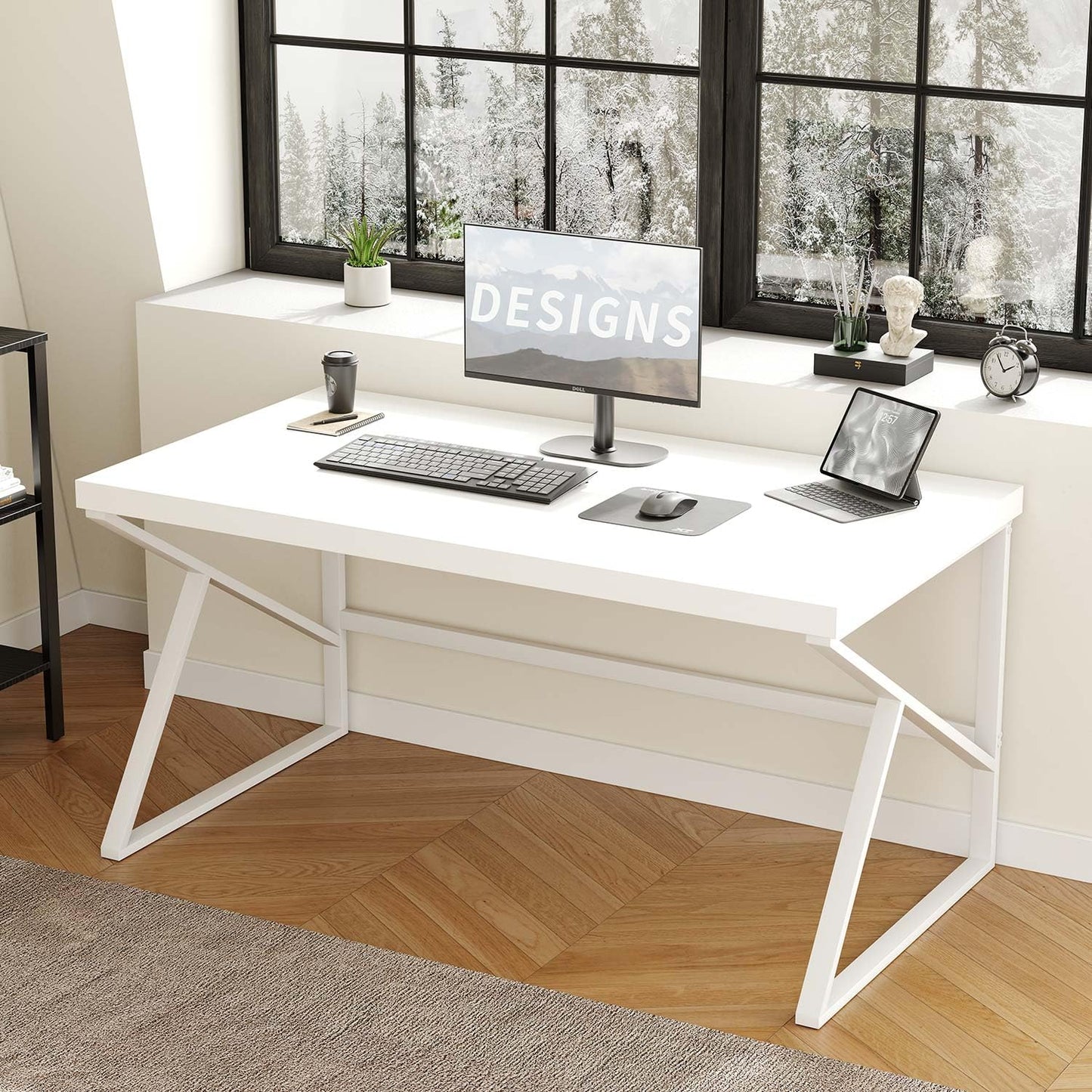 HSH Computer Desk Gaming Office Table for Home Bedroom 140cm White Oak