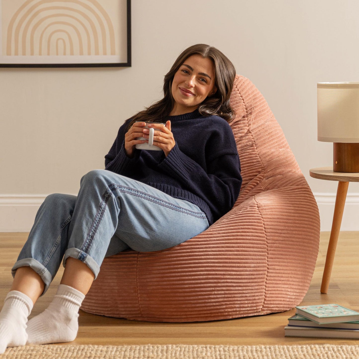 icon Dalton Cord Bean Bag with Filling Included, Set of 2, Pink