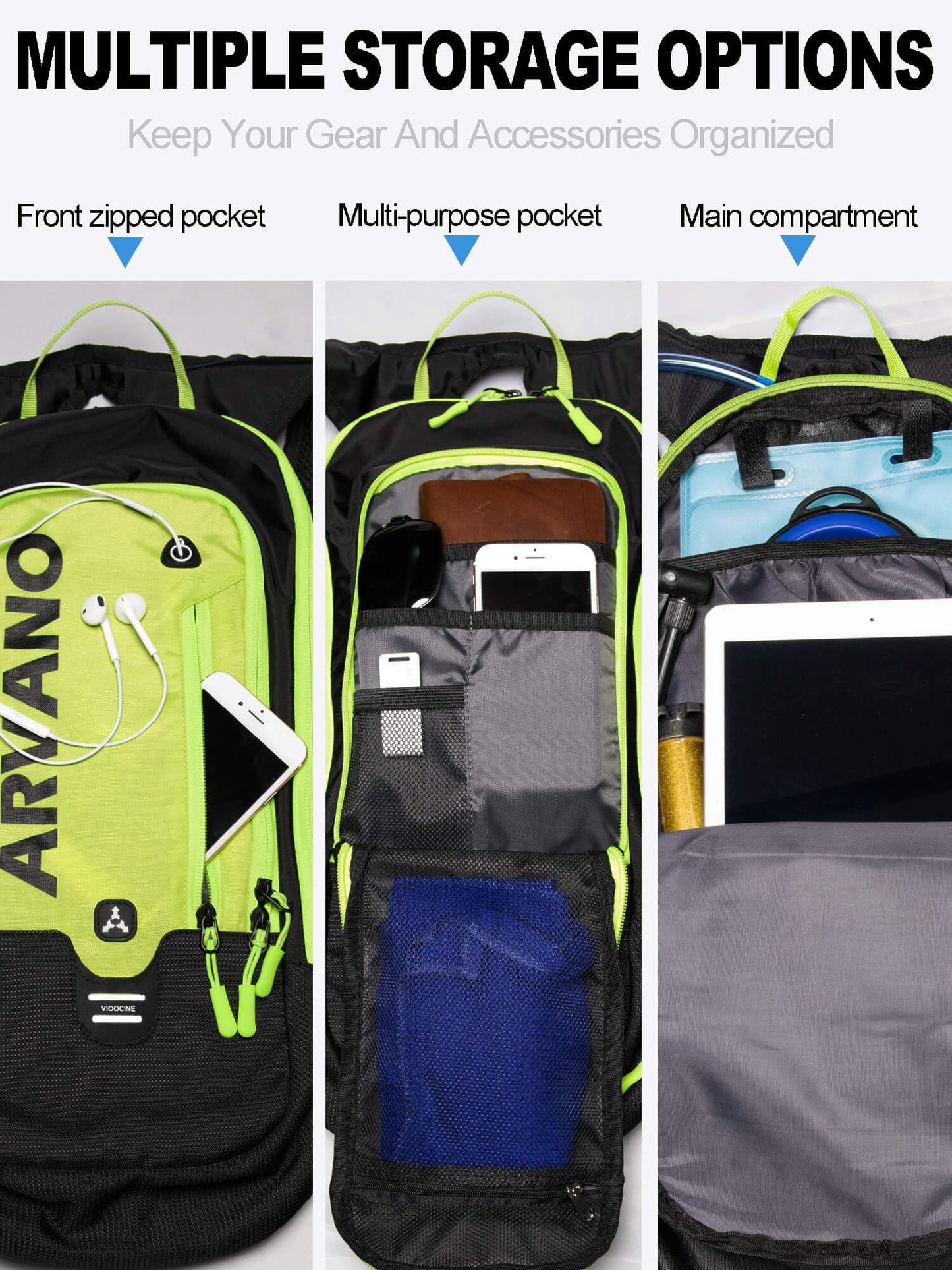 Arvano Hydration Backpack Lightweight Cycling Backpack with Water Bladder, 6L Water Rucksack for for Men Women Skiing Mountain Biking Hiking