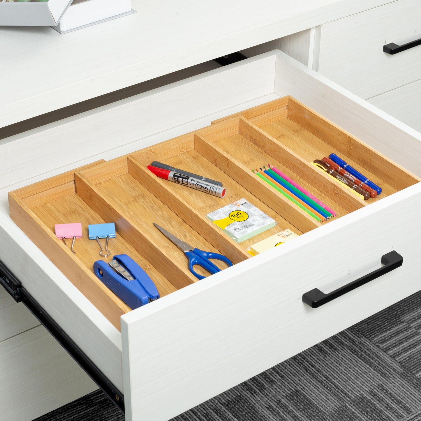 Utoplike Bamboo Cutlery Tray Expandable Drawer Organisers for Utensils Holder, Cutlery Tray Organiser, Drawer Divider for Silverware, Flatware, Knives