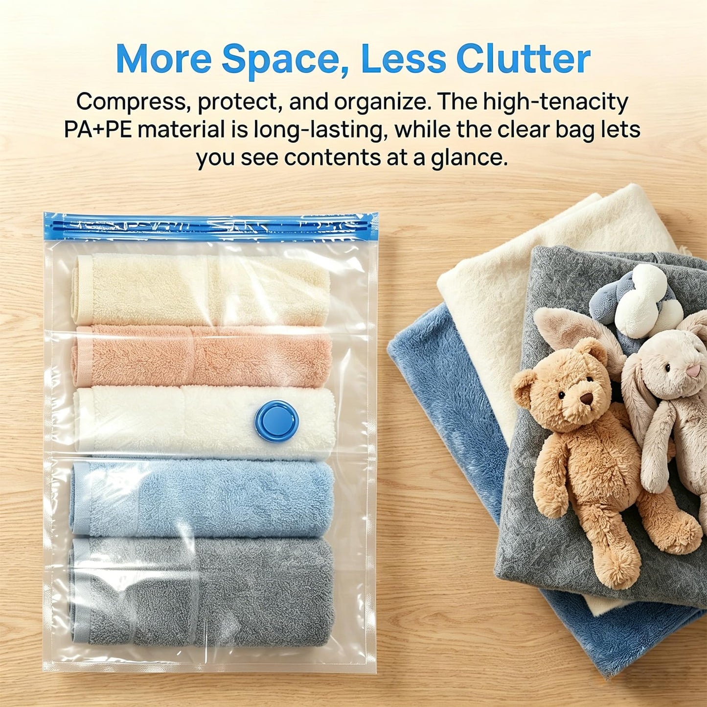 4 Pcs Space Saver Bags Vacuum Storage Bags Small Compression Zipper Storage Bags Vacuum Pack Bags for Clothes, Vacuum Bags for Clothes Travel Home
