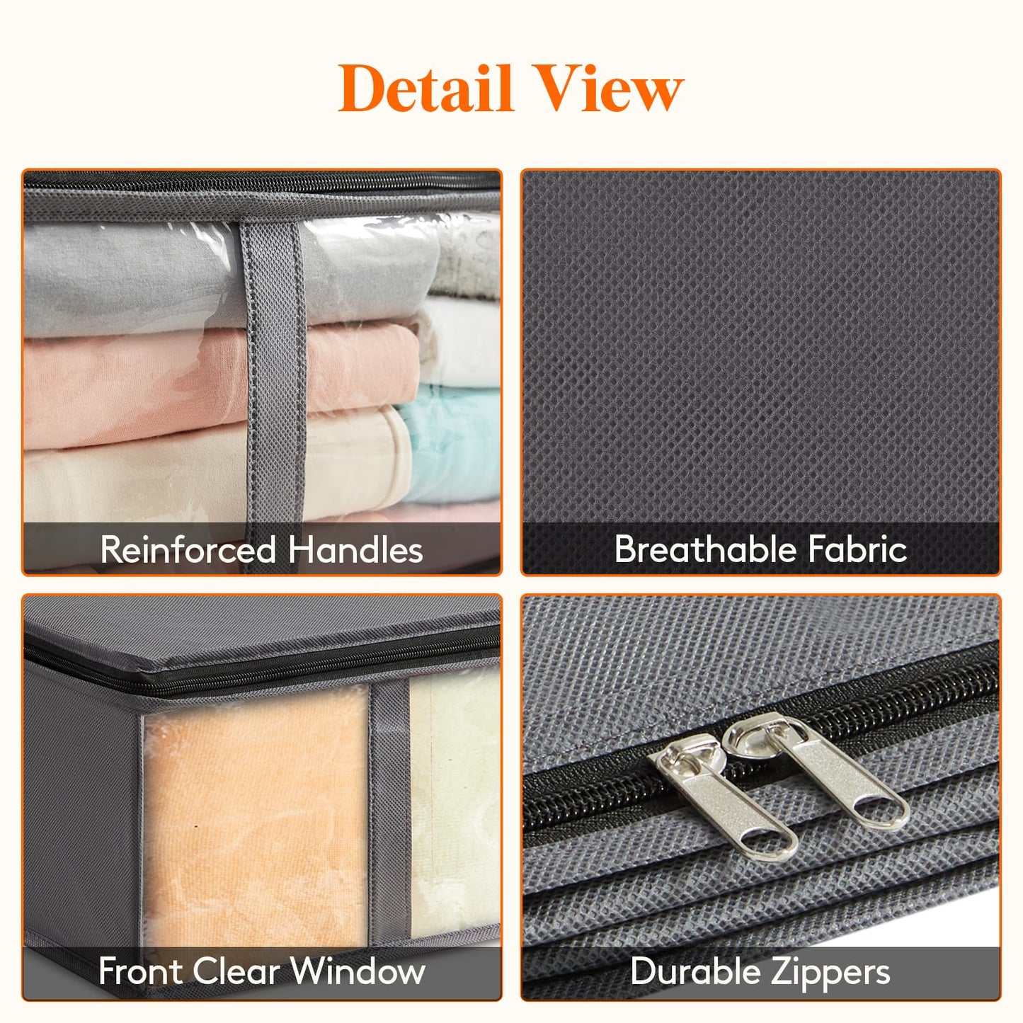 Lifewit 4 Pack Under Bed Storage,65L Clothes Storage Bags with Clear Window