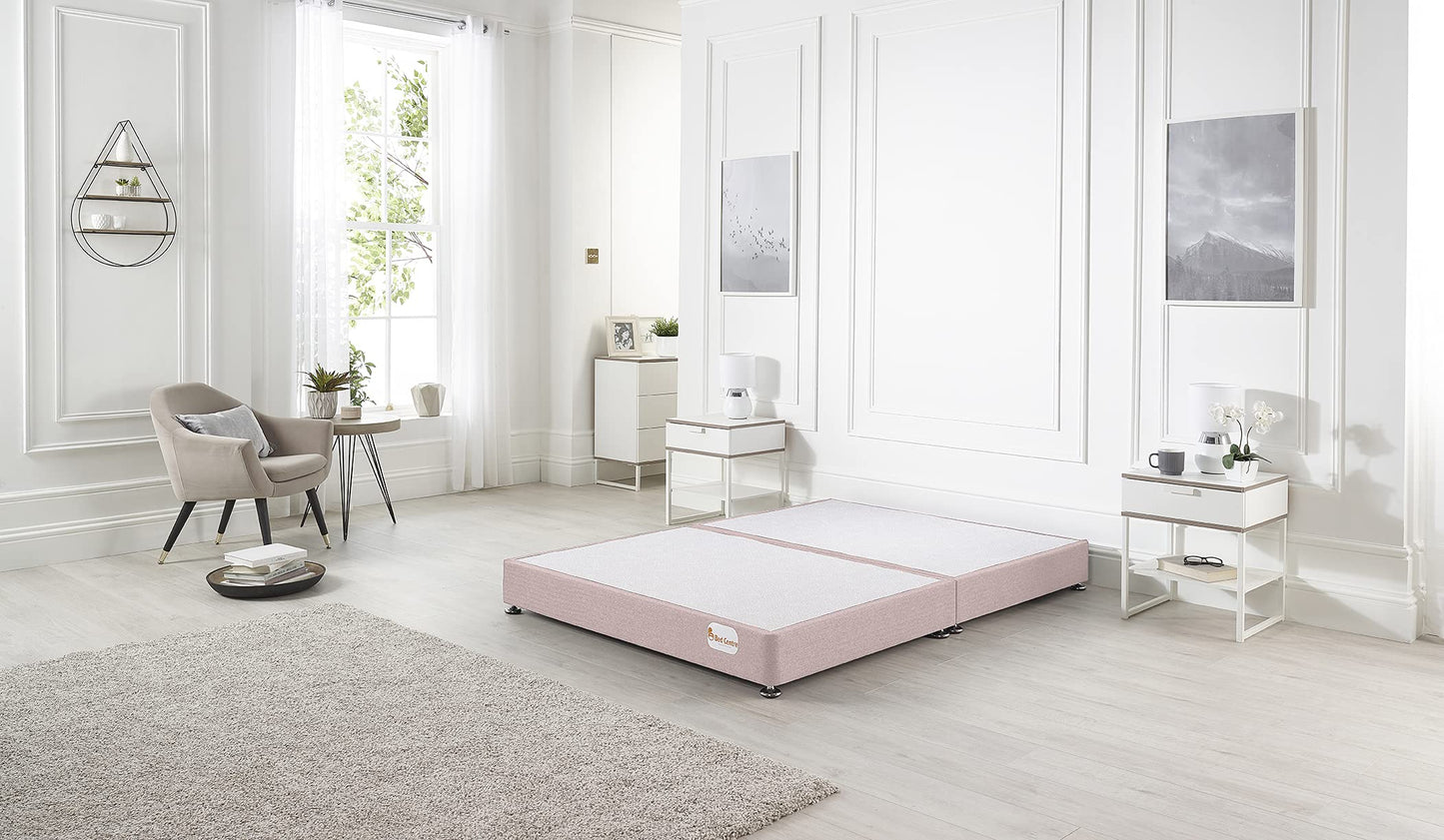 Bed Centre Platform Divan Bed Covered in Luxury Plush, Linen and Tweed Fabric (Ivory Plush, Single 90 x 190cm)