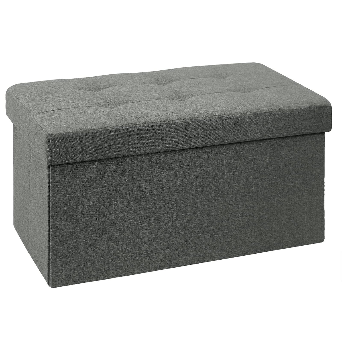 BRIAN & DANY Folding Linen Storage Boxes Footstool Ottoman, Foot Rest Stool, Foldable Seat Bench Footrest - Dark Gray, 76 x 38 x 38 cm