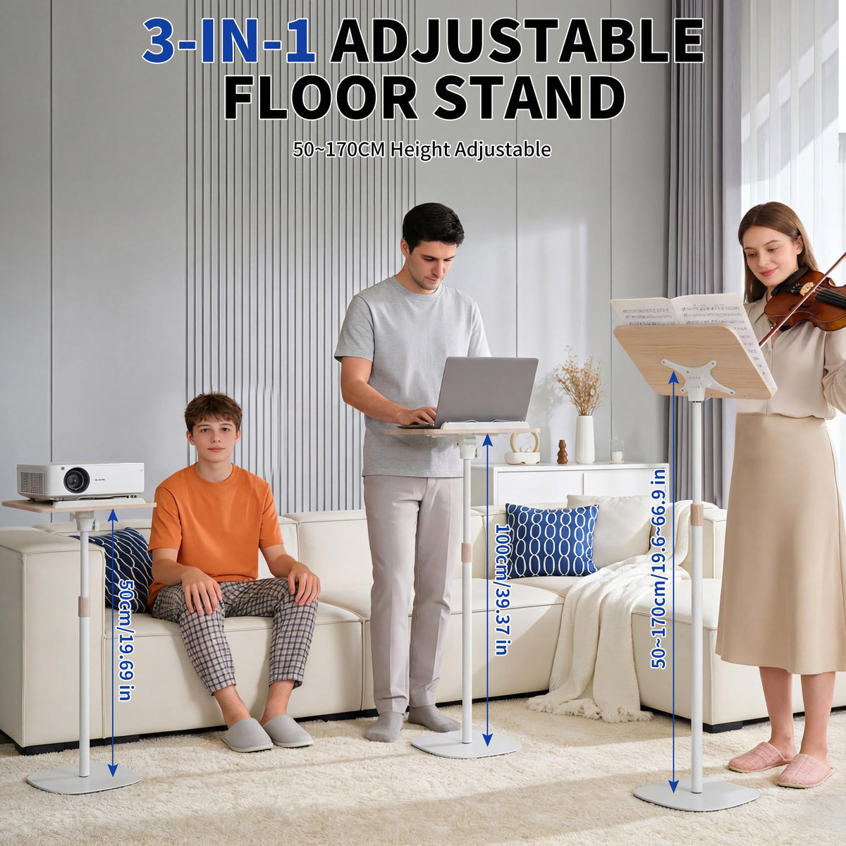 OUUTMEE Height Adjustable 50 to170CM Standing Reading Stand with Foldable