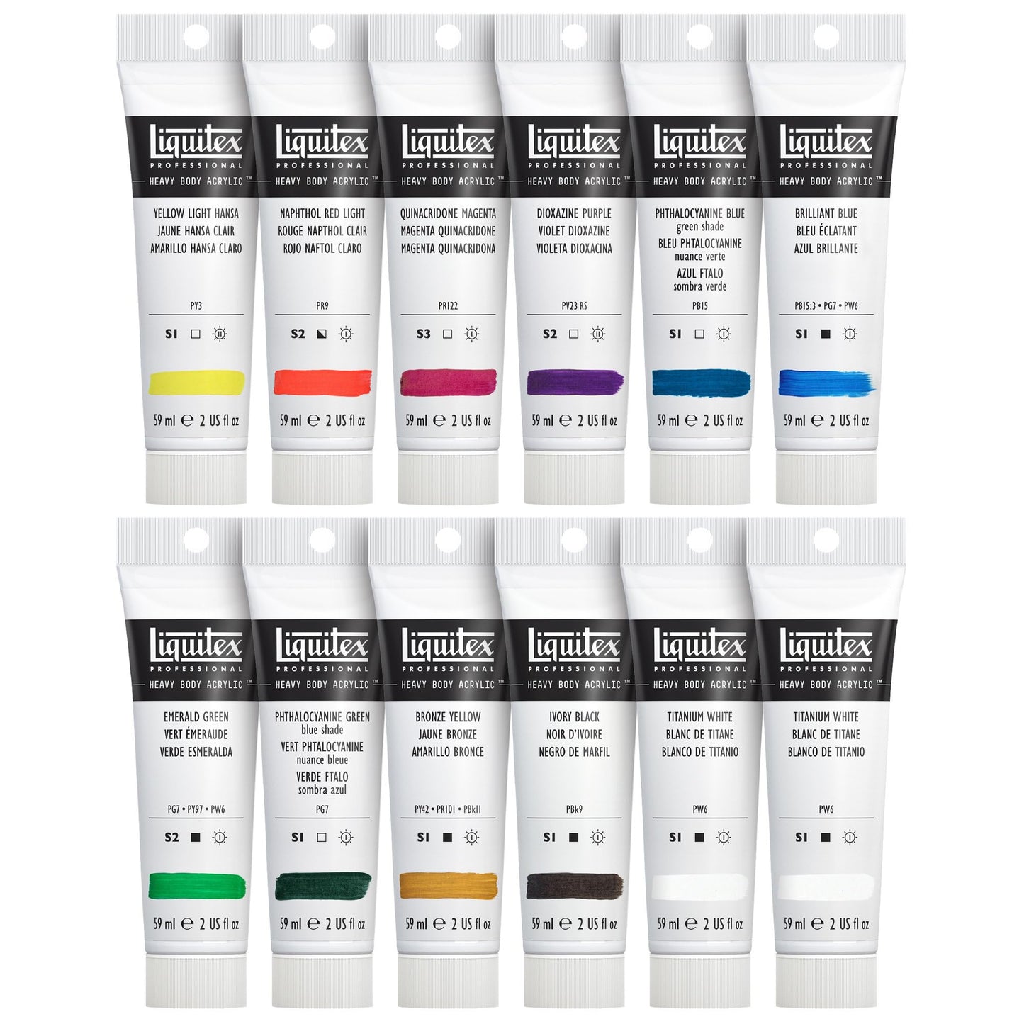 Liquitex Professional Acrylic Heavy Body Set of 12 x 59 ml Classic Colours