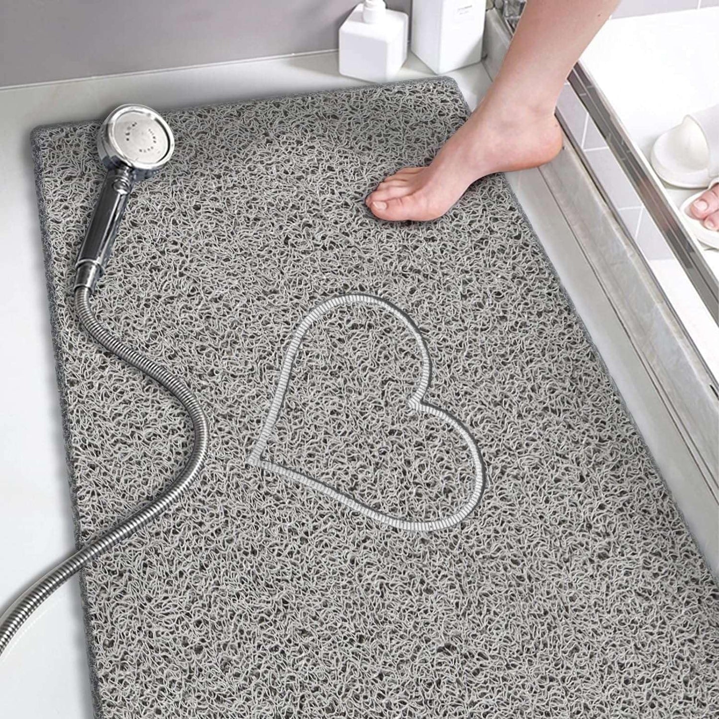 Nicoman Heart Shower Mat Non Slip Anti Mould, 40x60 cm Bath Mats for Inside Shower