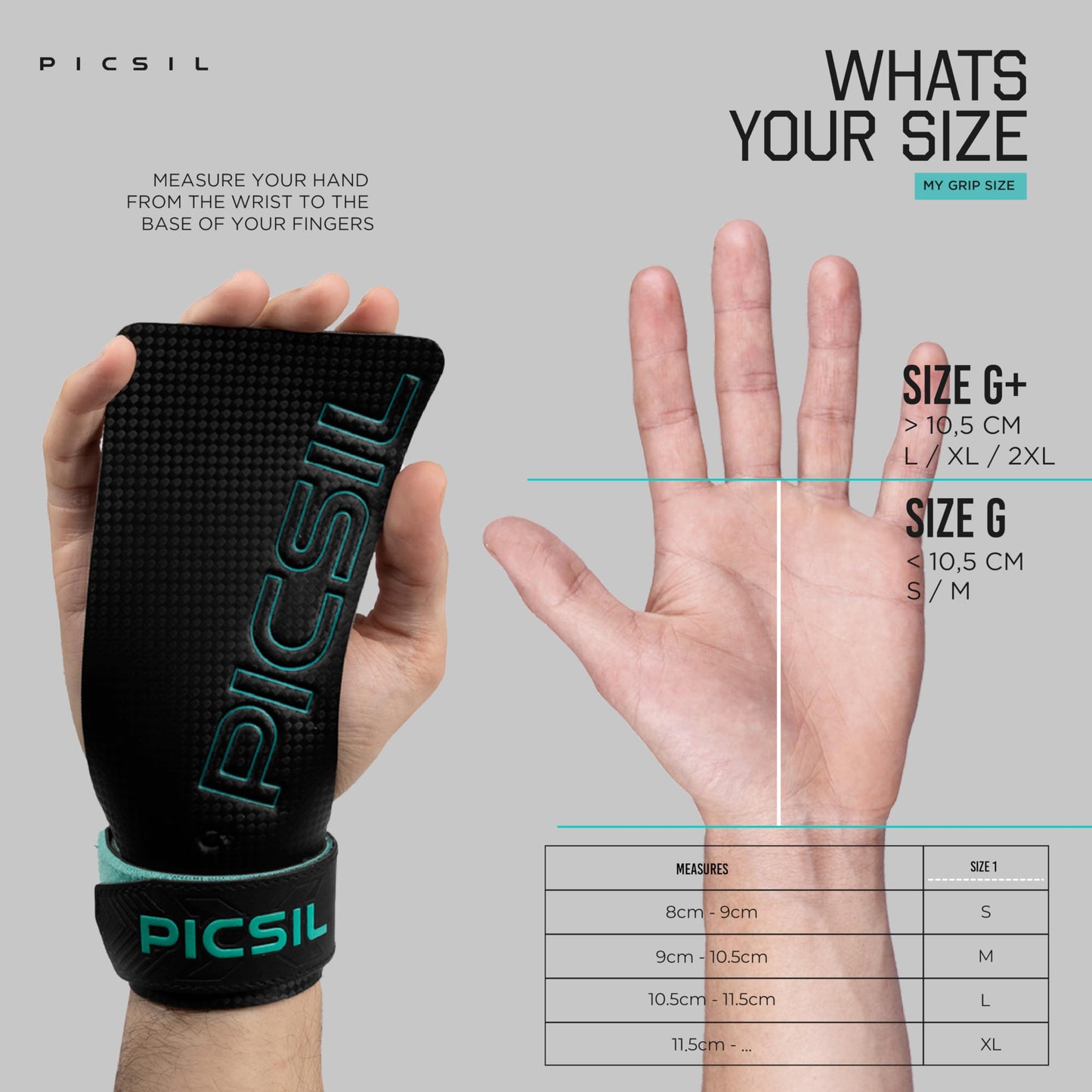 PICSIL Falcon Grips, Tough & Resistant Workout Grips, Hand Grips for Weightlifting & Gymnastics, Made of Soft, Breathable Carbon Fabric, Blocks Rips,