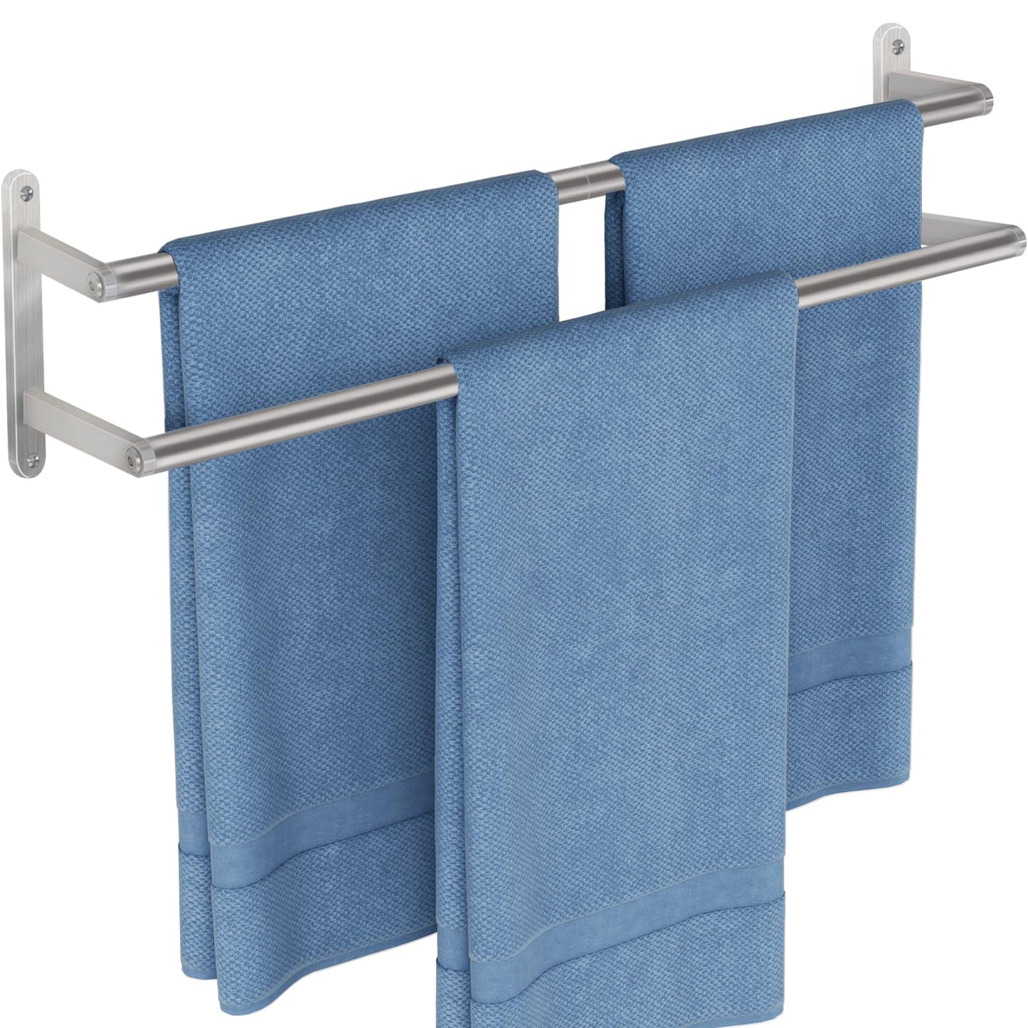 JIAPAIDUO Double Towel Rail Wall Mounted, 60cm Bathroom Towel Rails, Stainless Steel Towel Holder, Bathroom Towel Rack, Hand Towel Rail for Bathroom