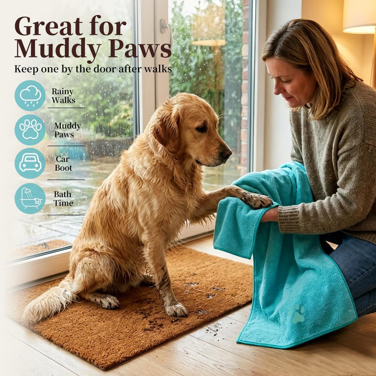5 Pack Dog Towels for Drying Dogs, 35 x 75 cm Microfiber Towels