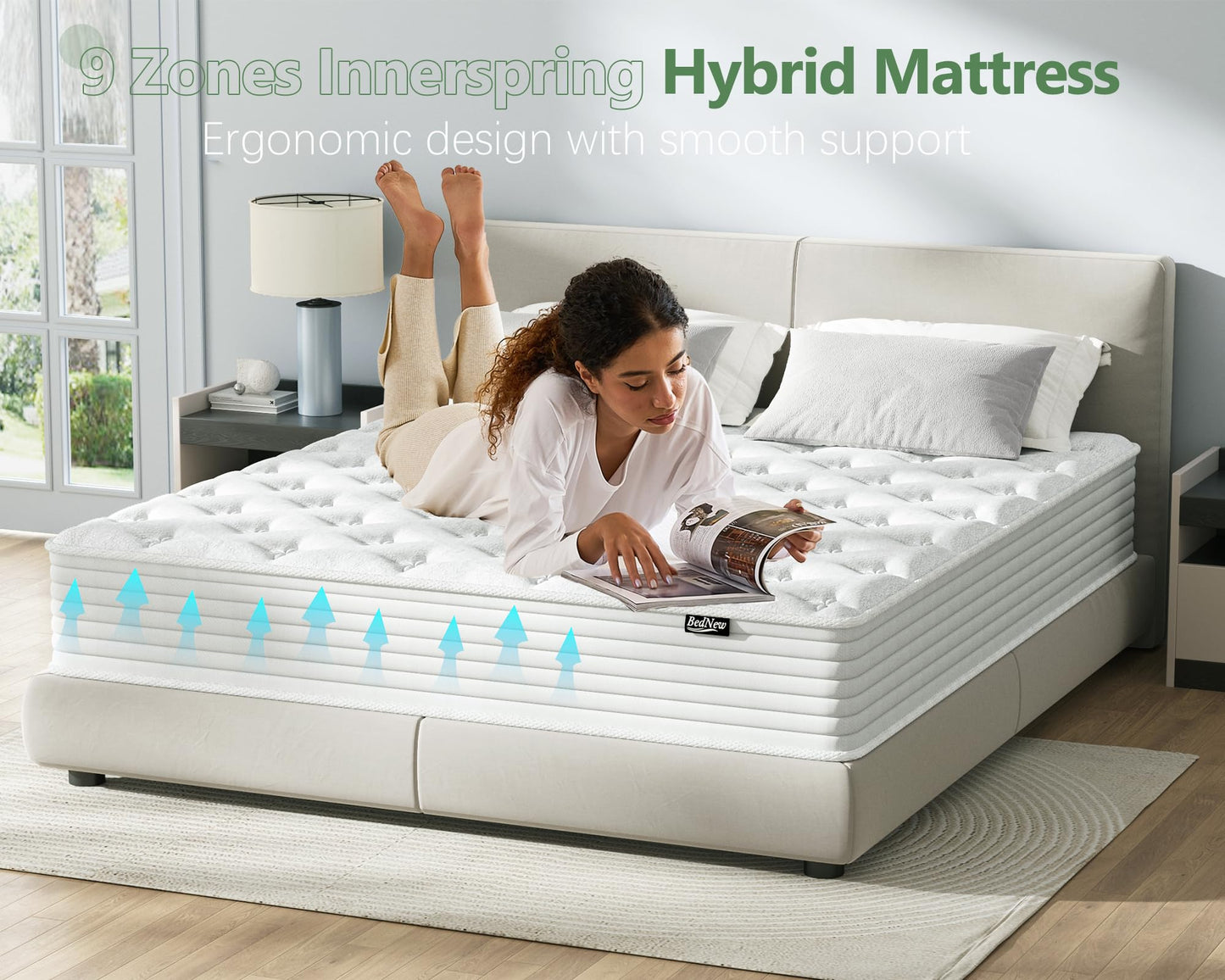Bednew Small Single Mattress, 12 inch Medium-Firm Hybrid Mattress with Memory Foam & Pocket Springs