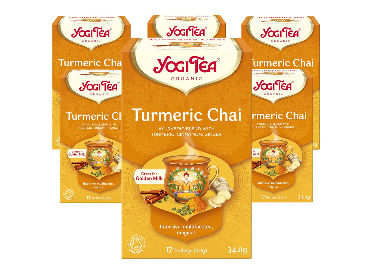 Yogi Tea, Turmeric Chai, Organic Herbal Tea, Great for Golden Milk, Blend of Turmeric, Cinnamon and Ginger, 6 Packs x 17 Tea Bags (102 Teabags Total)